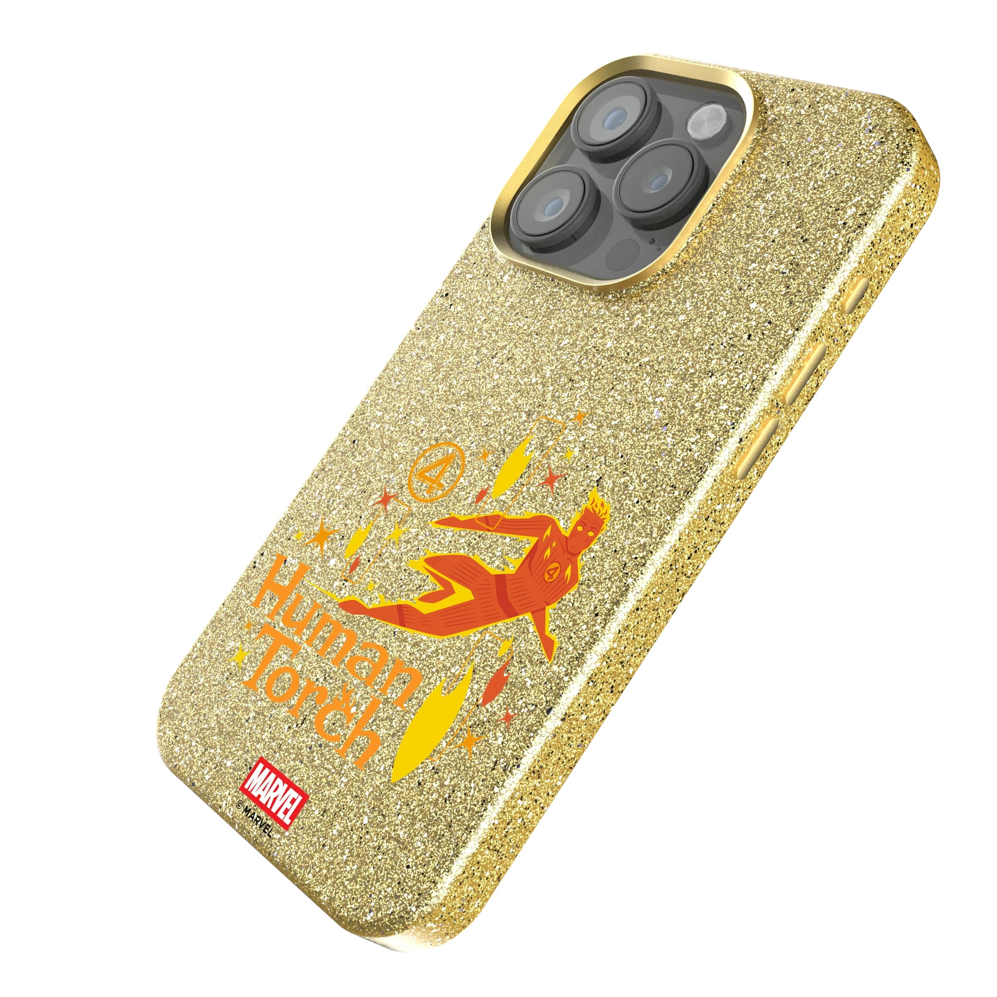 Marvel Human Torch Badge iPhone Bling Phone Case for Apple iPhone - Isometric View
