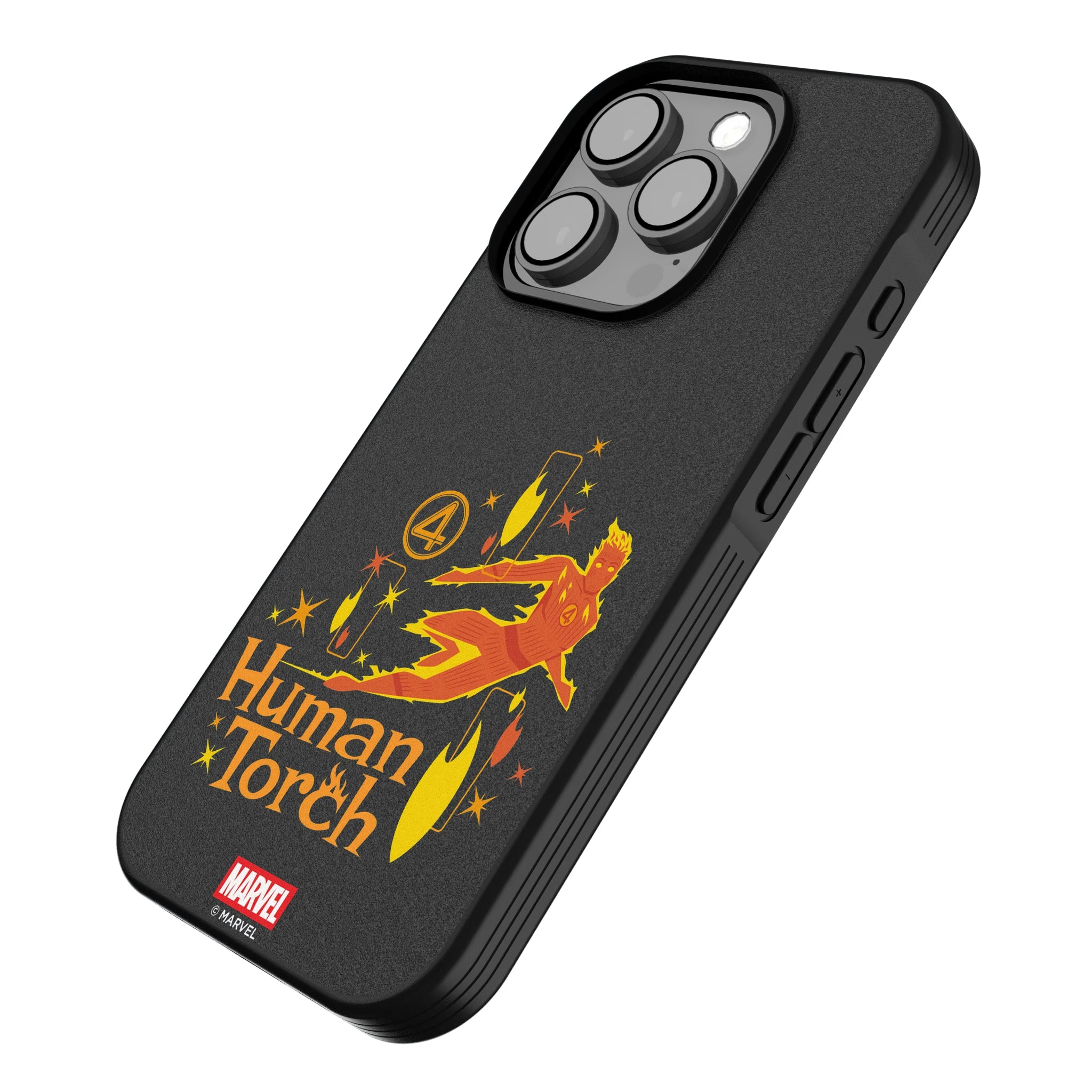 Marvel Human Torch Badge iPhone Bump Phone Case for Apple iPhone - Isometric View