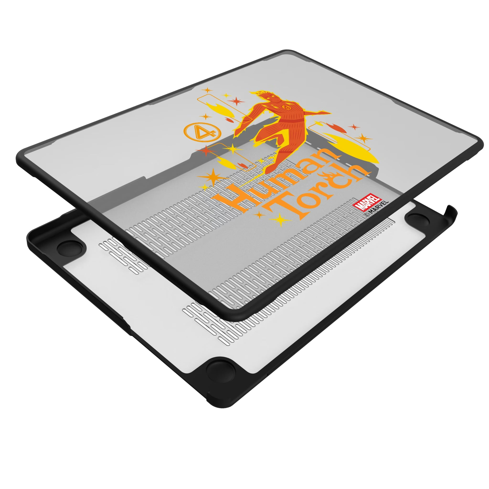Marvel Human Torch Badge MacBook Laptop Case for Apple MacBook - Isometric View#Device_MacBook Pro (14-inch, 2021) / MacBook Pro (14-inch, 2023) / MacBook Pro (14-inch, 2024)