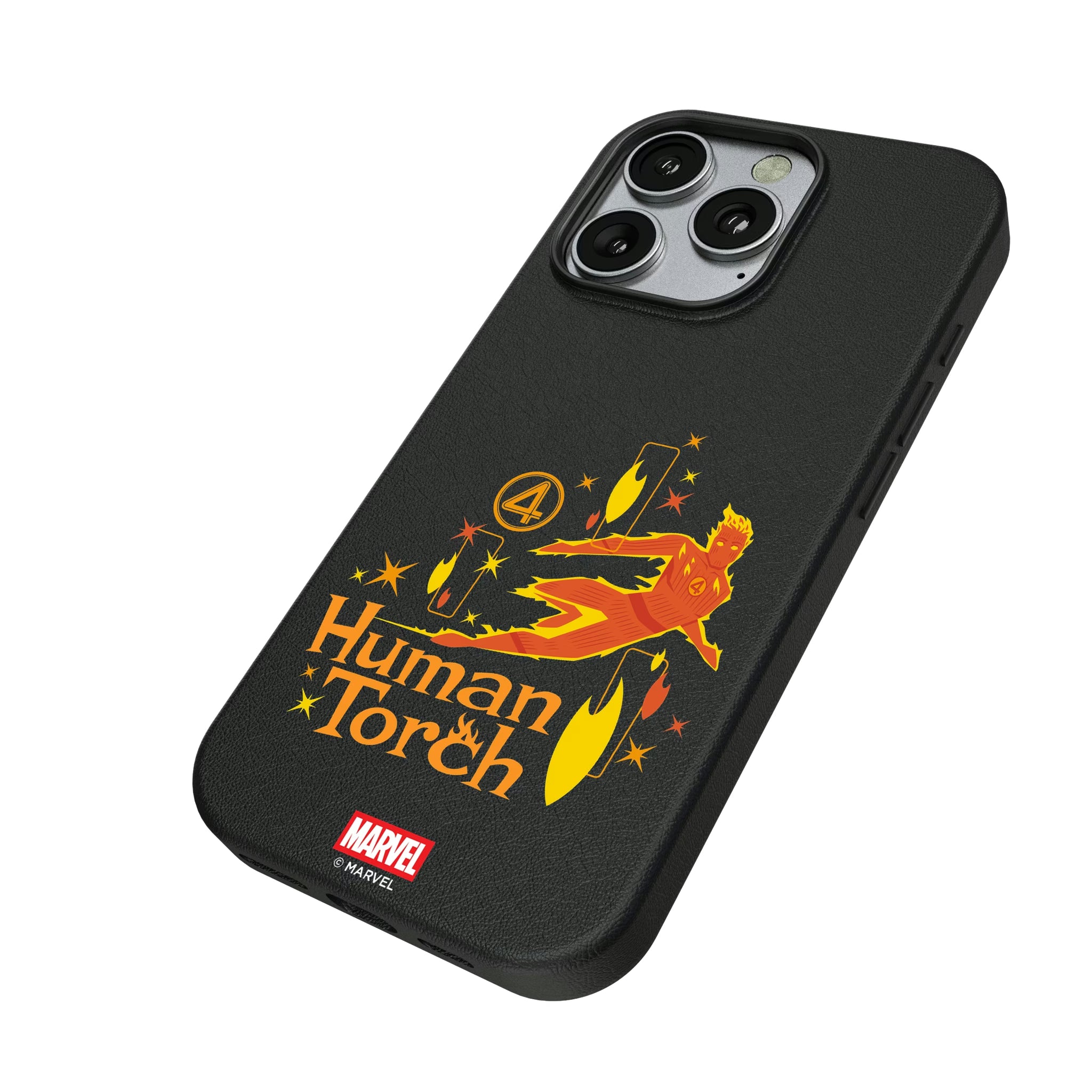 Marvel Human Torch Badge iPhone MagSafe Compatible Phone Case for Apple iPhone - Isometric View