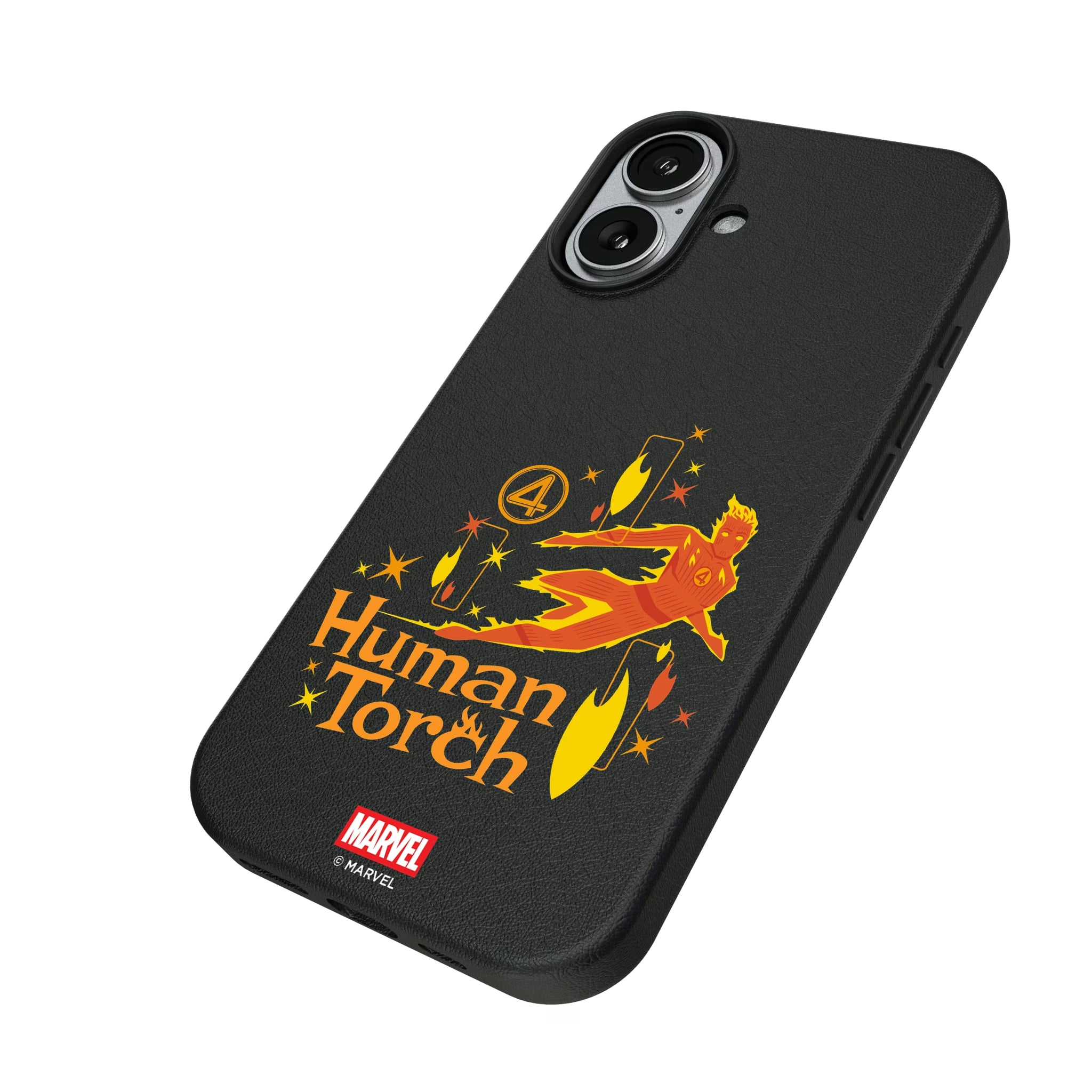 Marvel Human Torch Badge iPhone MagSafe Compatible Phone Case for Apple iPhone - Isometric View#Device_iPhone 17