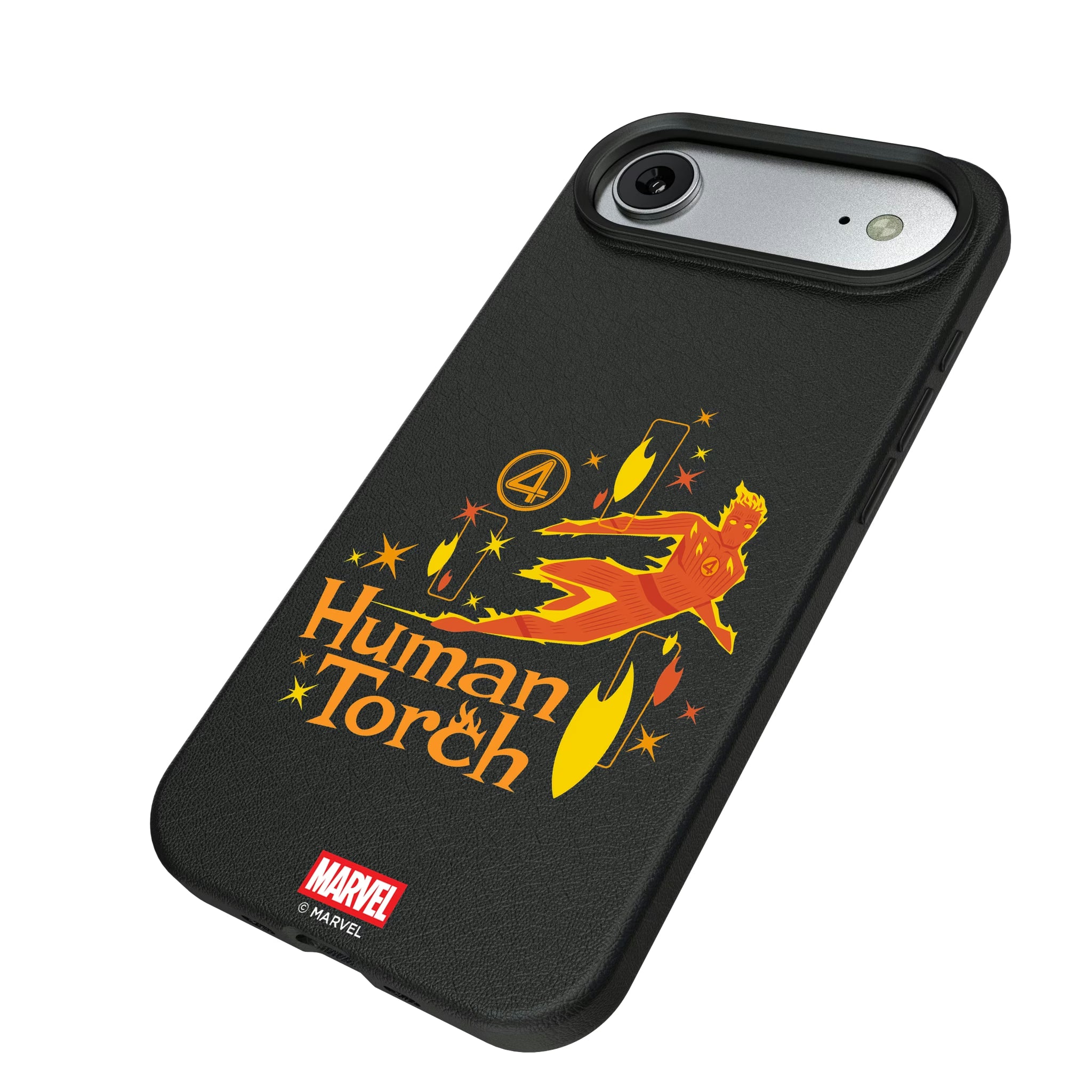 Marvel Human Torch Badge iPhone MagSafe Compatible Phone Case for Apple iPhone - Isometric View#Device_iPhone Air
