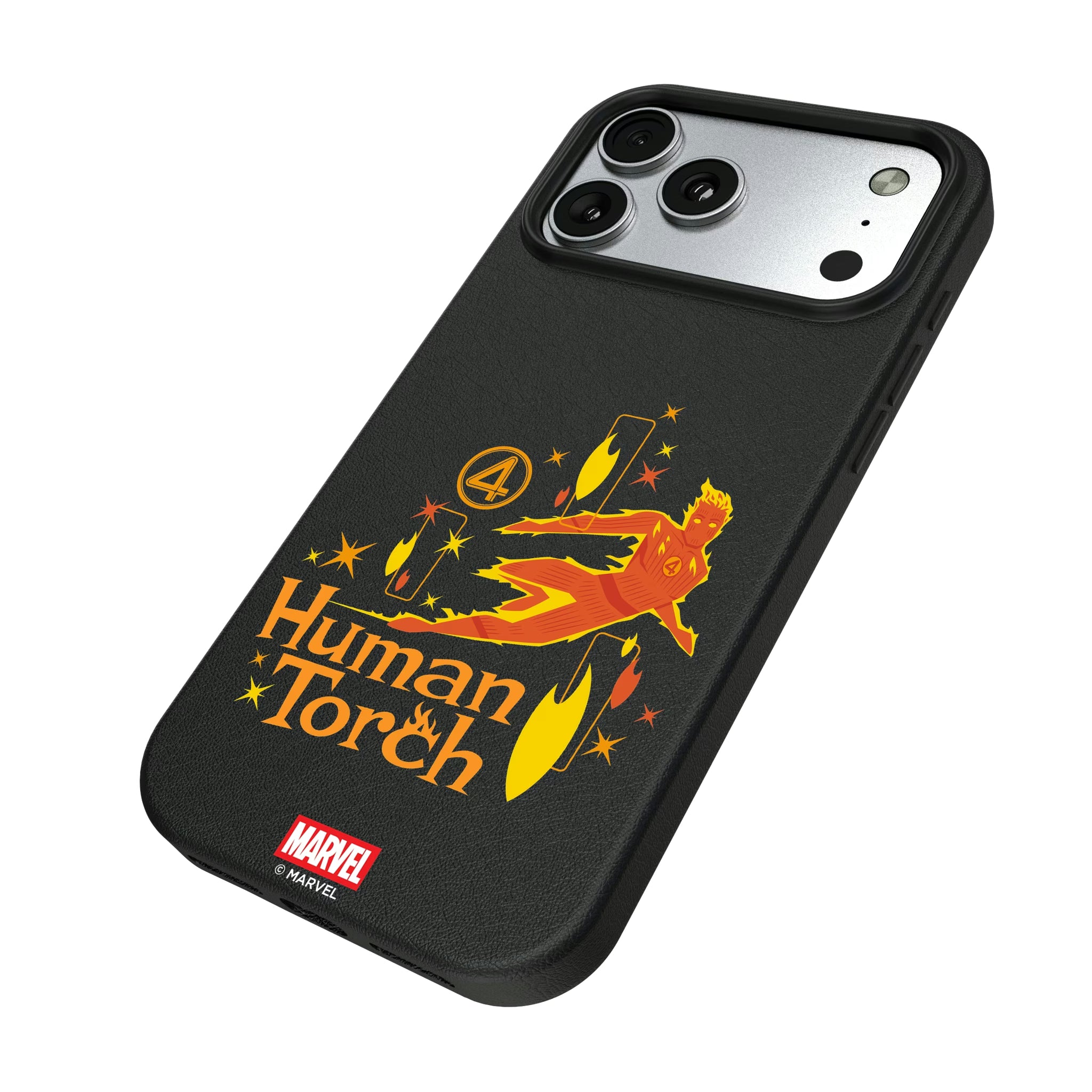 Marvel Human Torch Badge iPhone MagSafe Compatible Phone Case for Apple iPhone - Isometric View#Device_iPhone 17 Pro Max