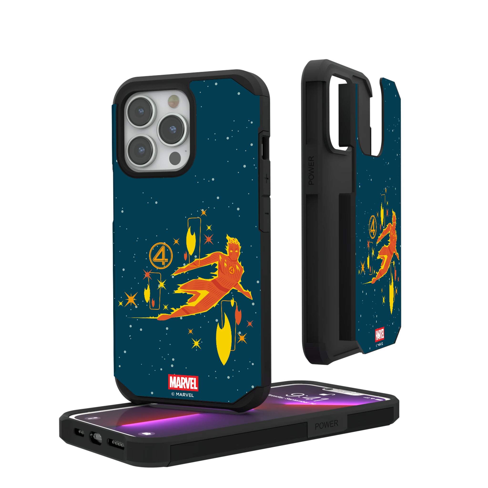 Marvel Human Torch Badge iPhone Rugged Phone Case for Apple iPhone#Device_iPhone 13 Pro