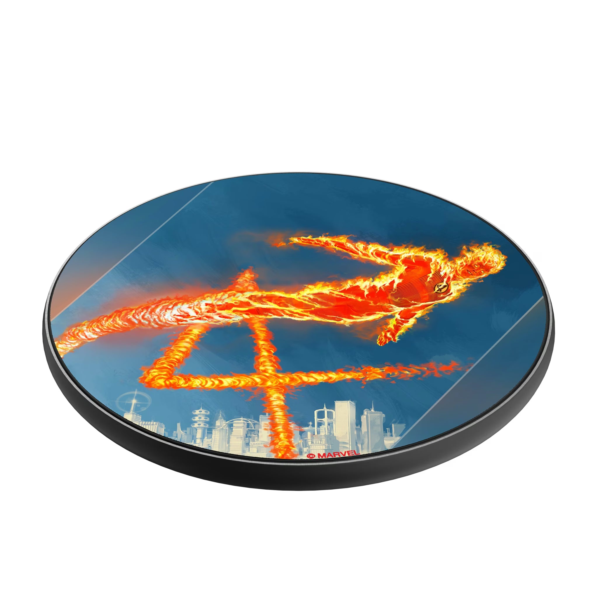 Marvel Human Torch Cover Art 15-Watt Wireless Charger - Isometric View