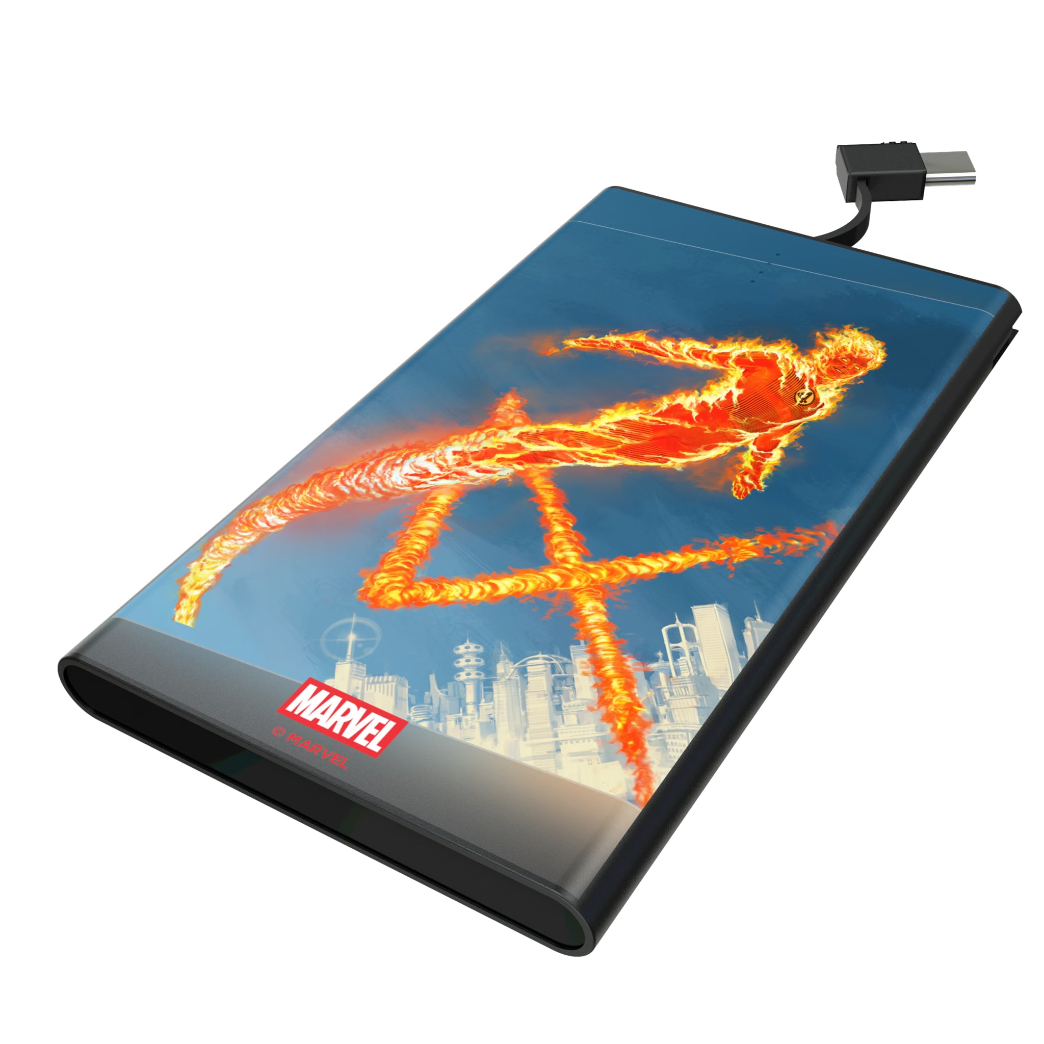 Marvel Human Torch Cover Art 5000mAh Flat Powerbank