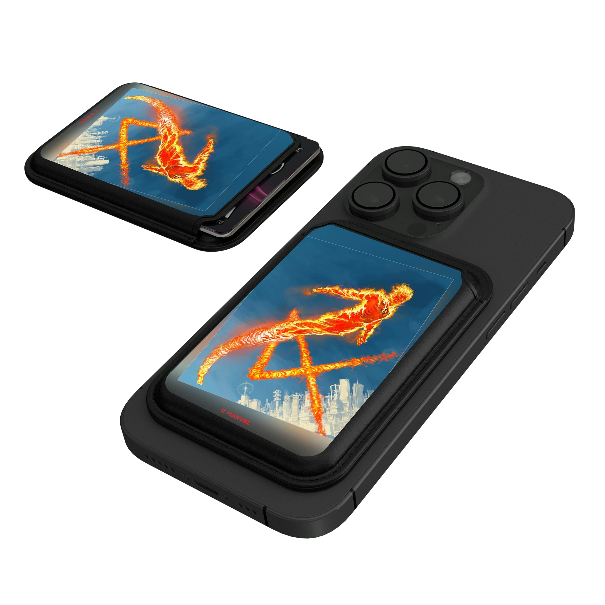 Marvel Human Torch Cover Art Black Magnetic Credit Card Wallet