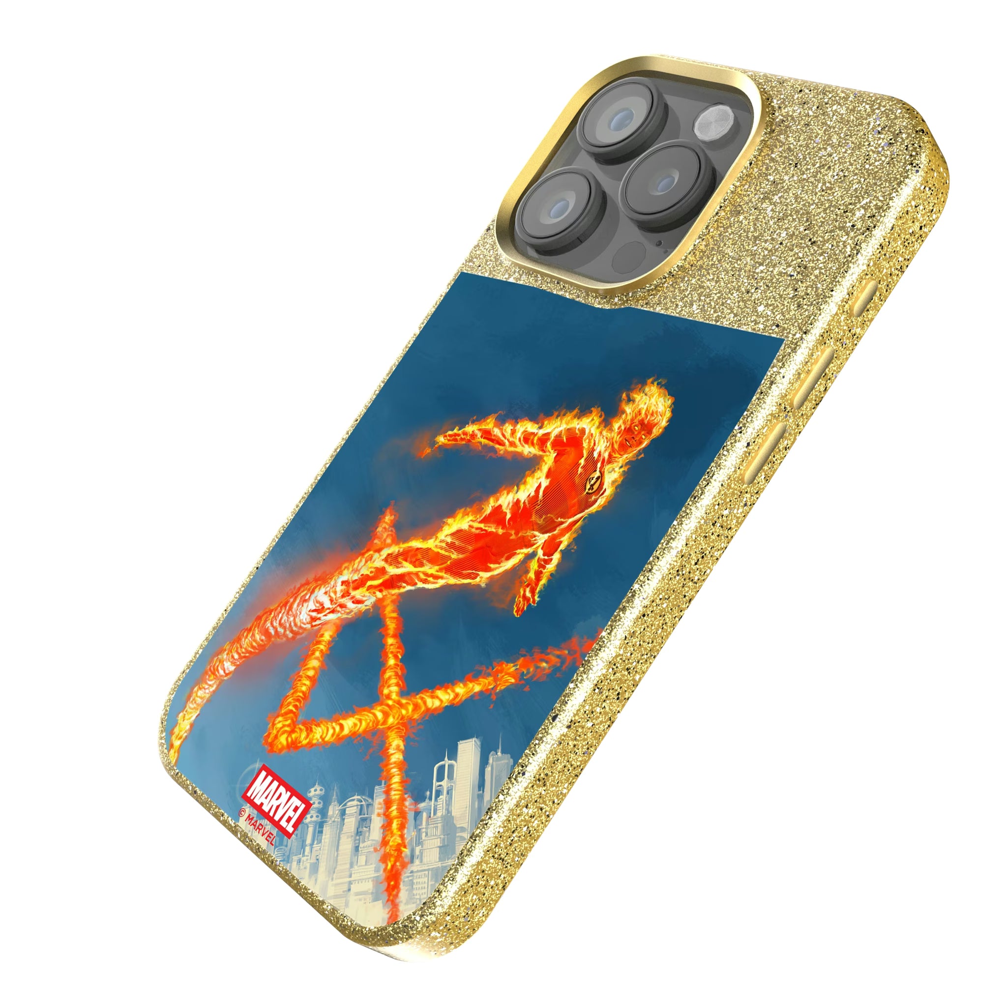 Marvel Human Torch Cover Art iPhone Bling Phone Case for Apple iPhone - Isometric View