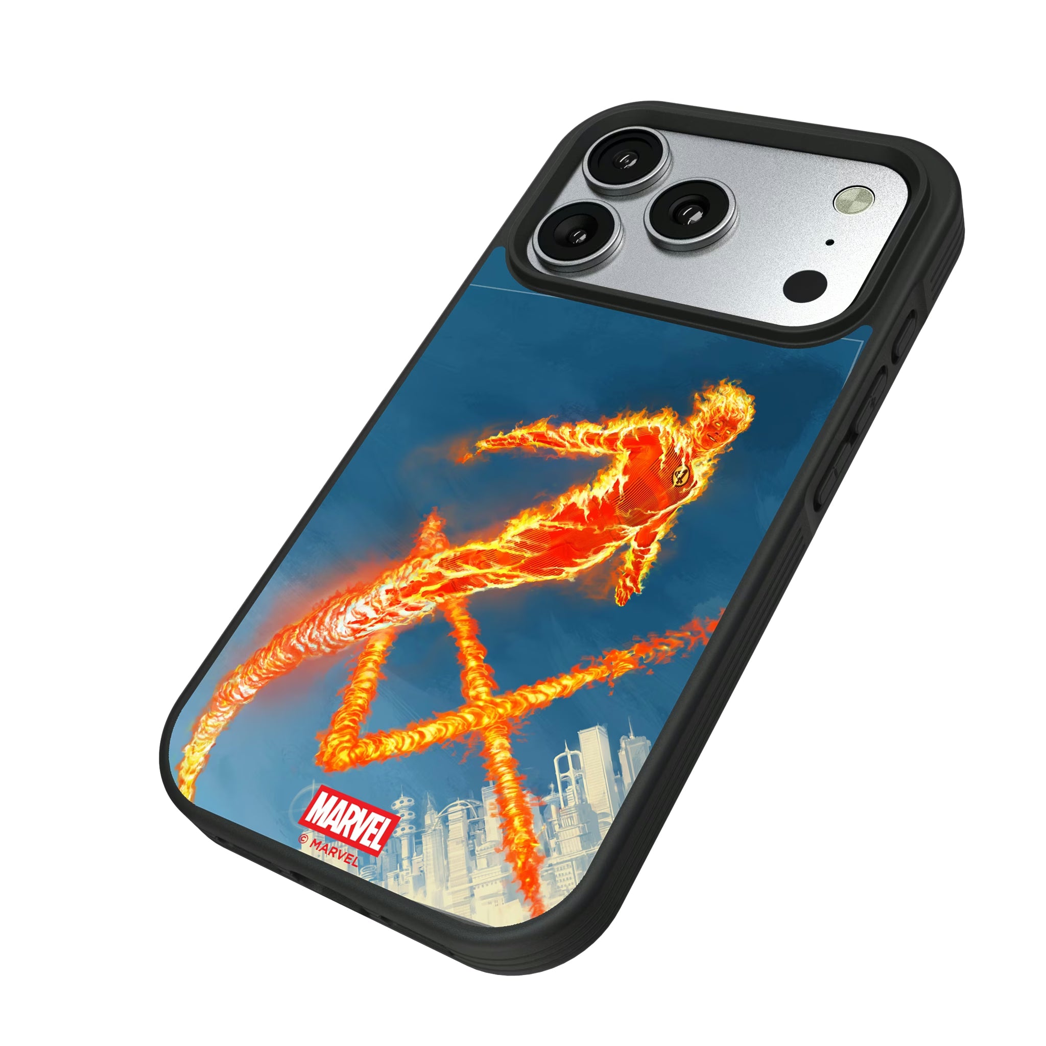 Marvel Human Torch Cover Art iPhone Bump Phone Case for Apple iPhone - Isometric View#Device_iPhone 17 Pro