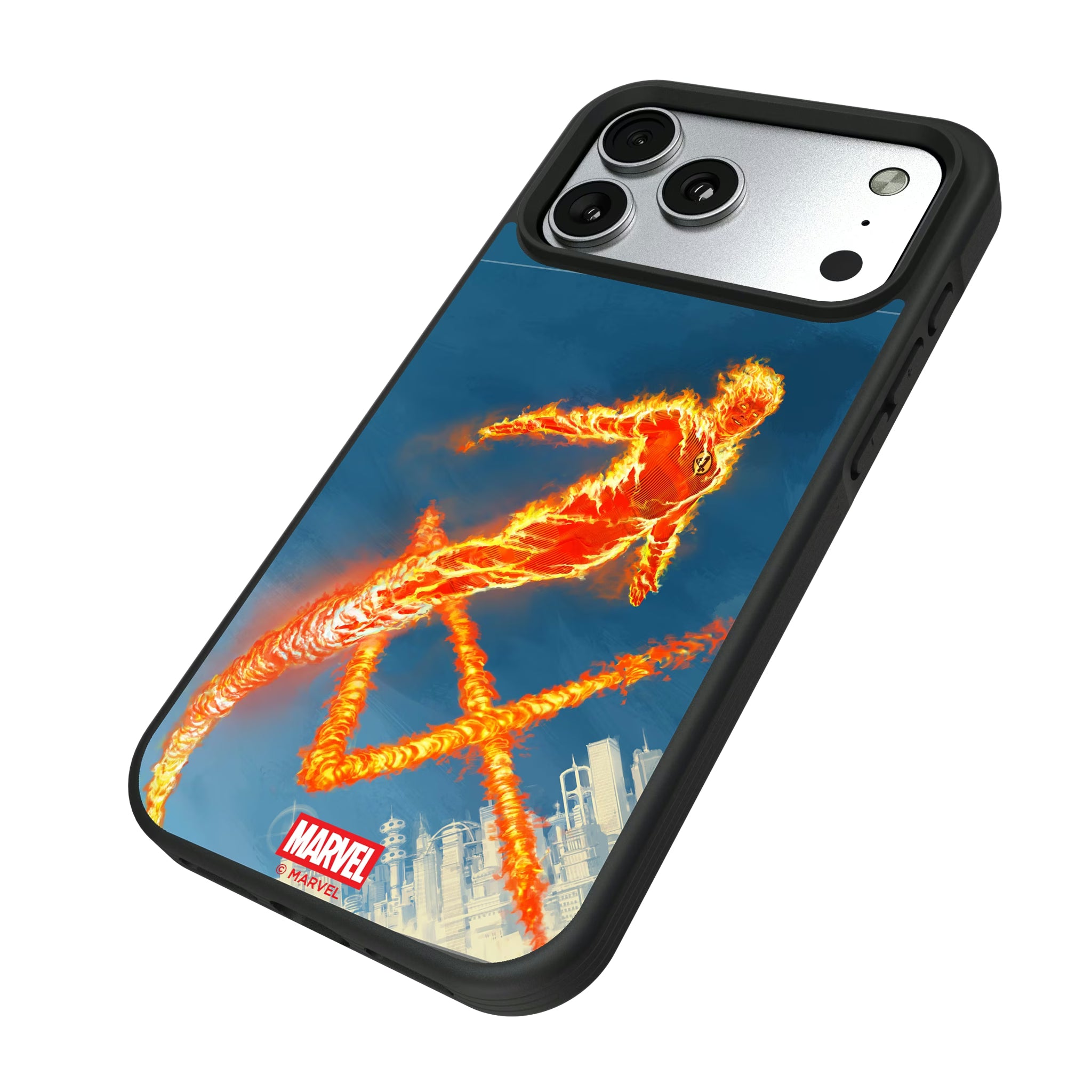 Marvel Human Torch Cover Art iPhone Bump Phone Case for Apple iPhone - Isometric View#Device_iPhone 17 Pro Max