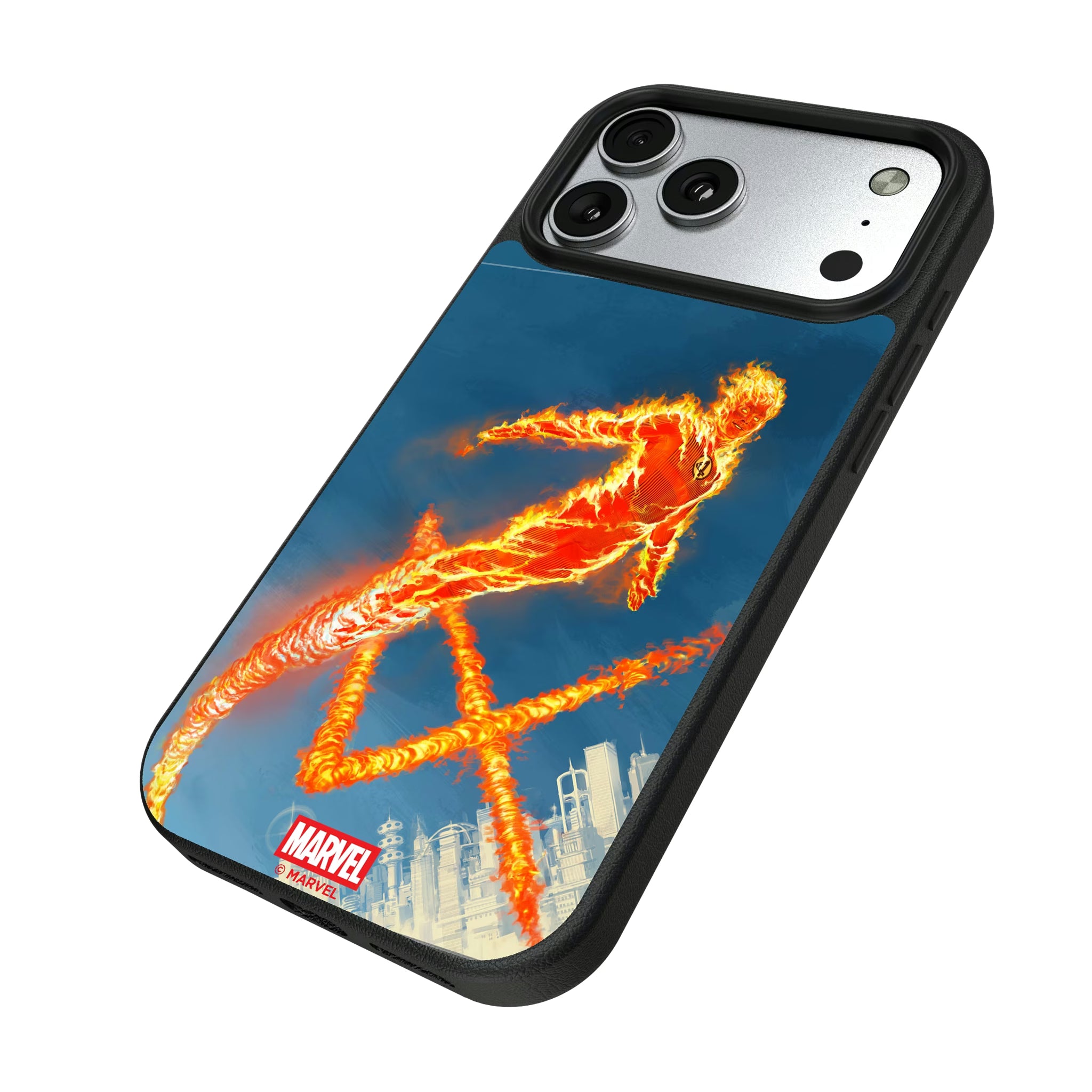 Marvel Human Torch Cover Art iPhone MagSafe Compatible Phone Case for Apple iPhone - Isometric View#Device_iPhone 17 Pro Max