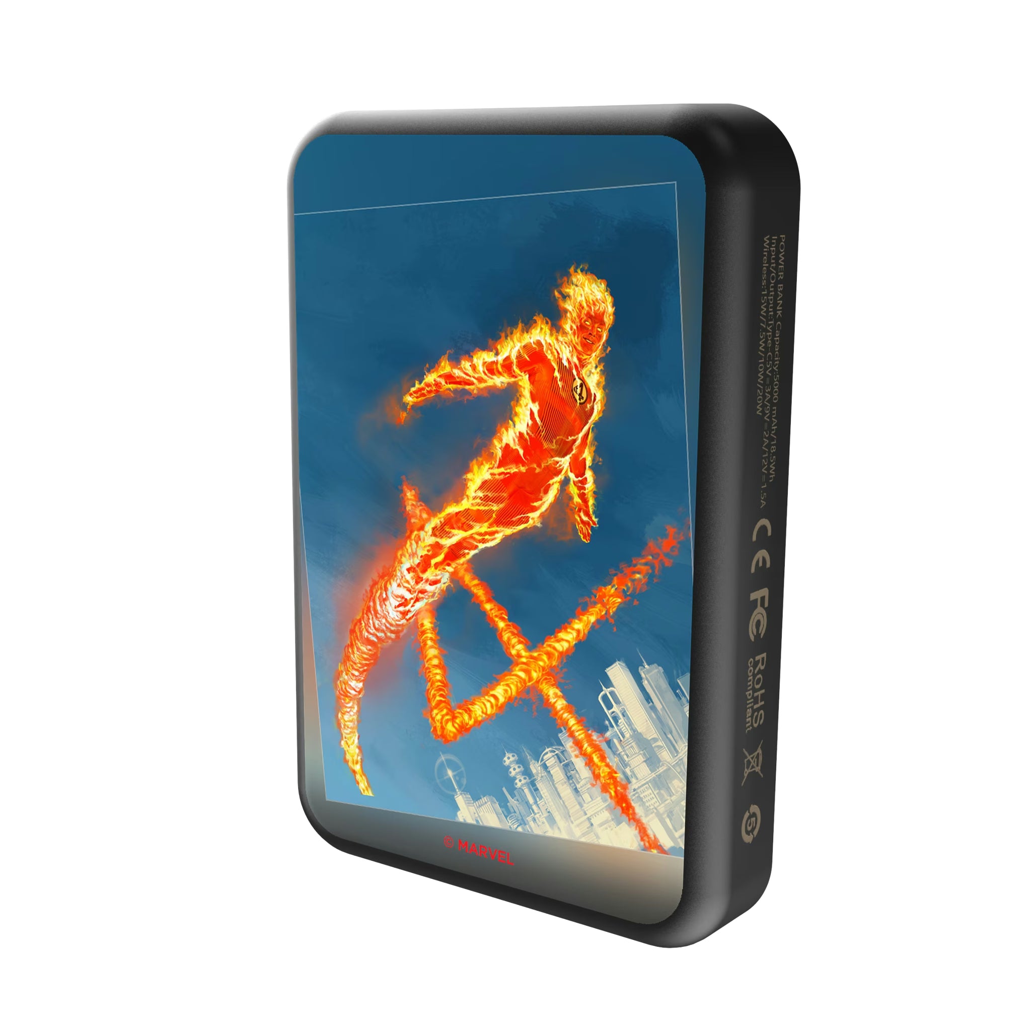 Marvel Human Torch Cover Art Wireless Mag Power Bank