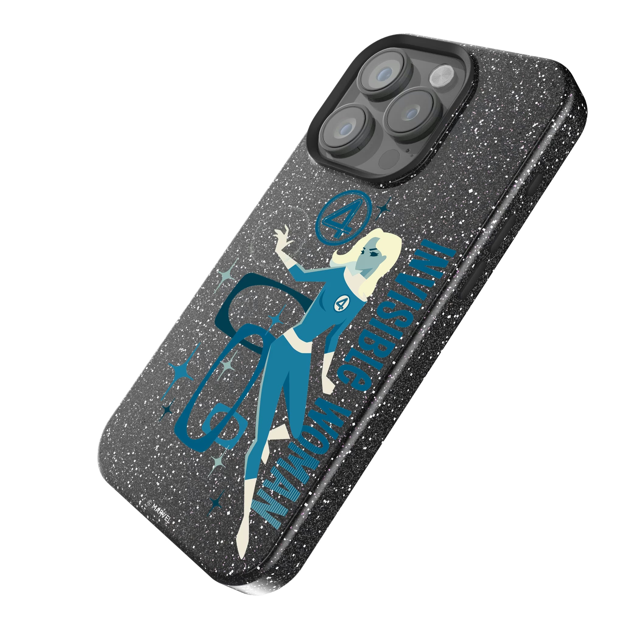 Marvel Invisible Woman Badge iPhone Bling Phone Case for Apple iPhone - Isometric View