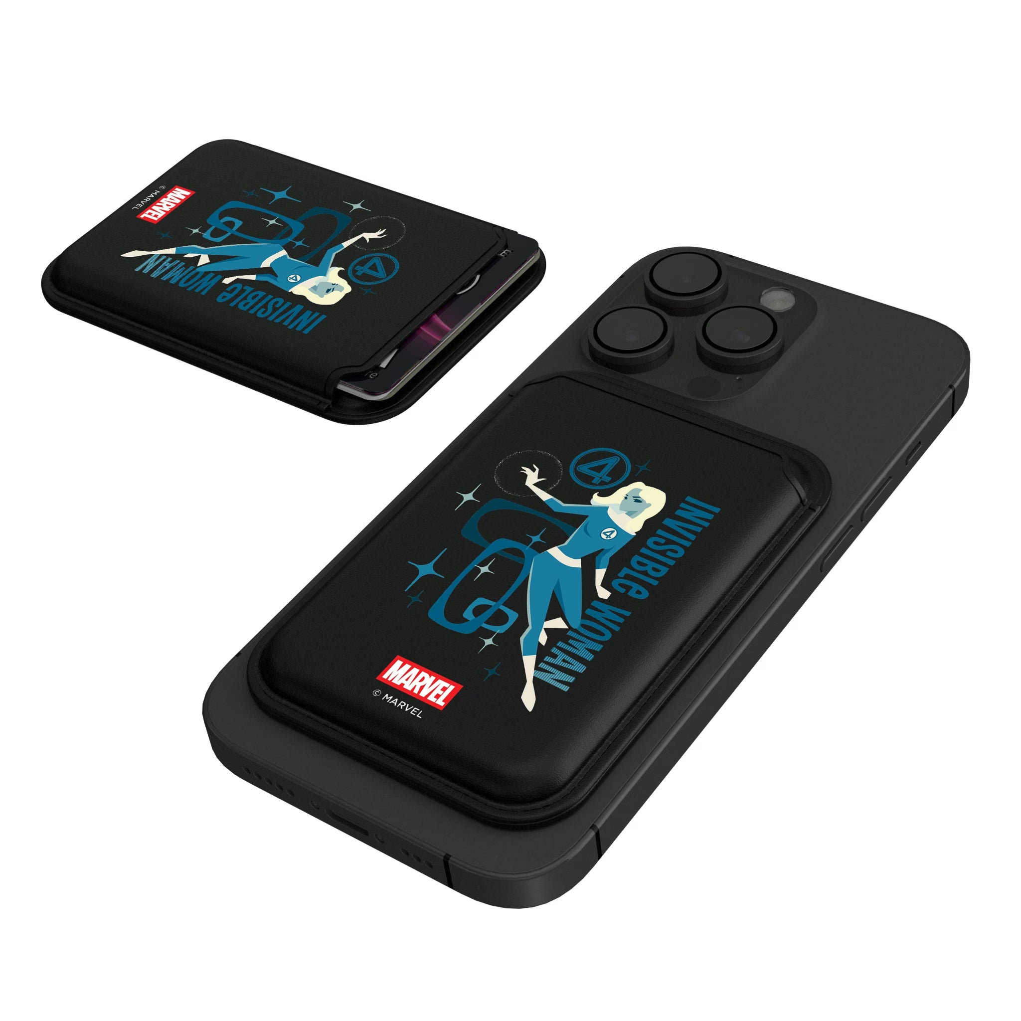 Marvel Invisible Woman Badge Black Magnetic Credit Card Wallet