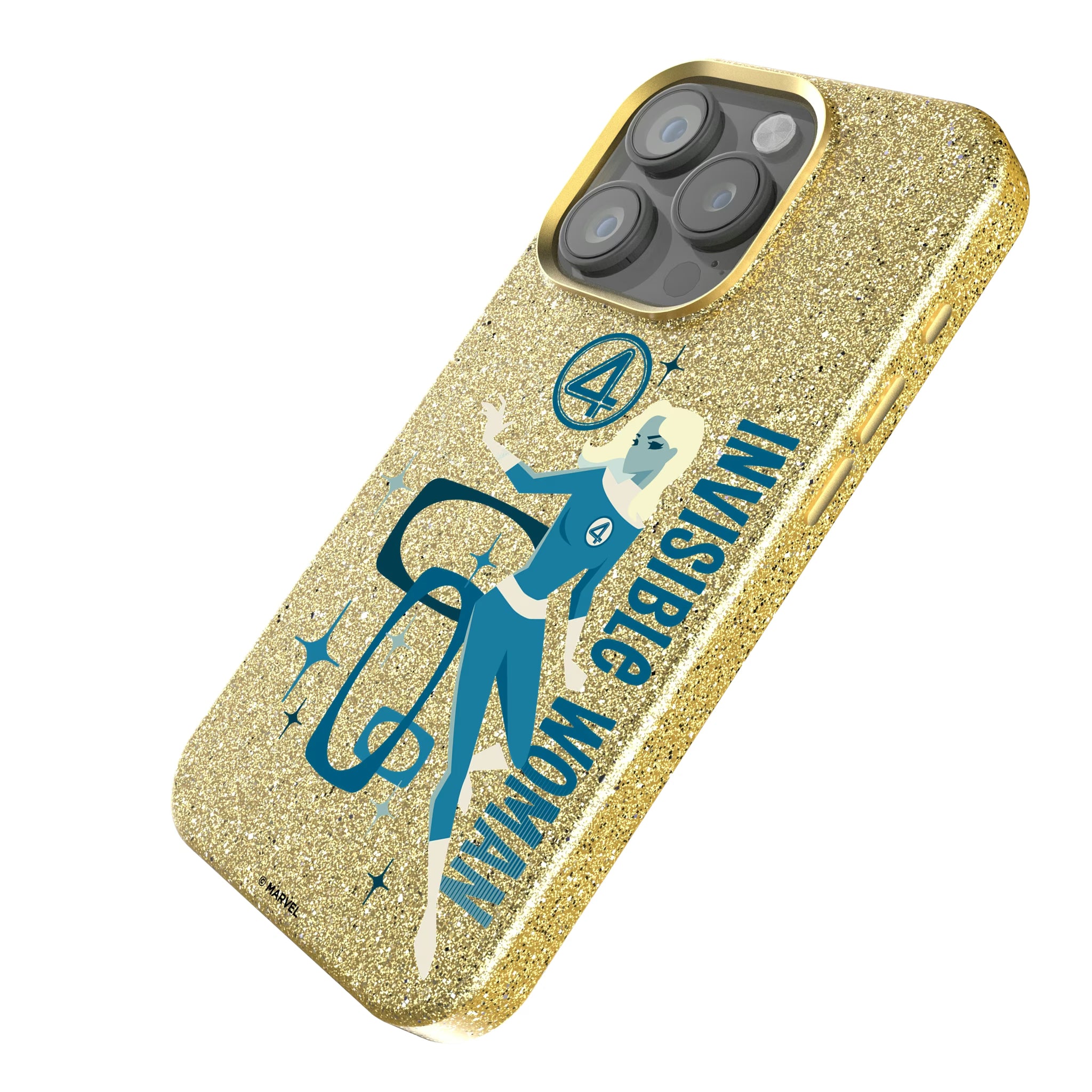 Marvel Invisible Woman Badge iPhone Bling Phone Case for Apple iPhone - Isometric View