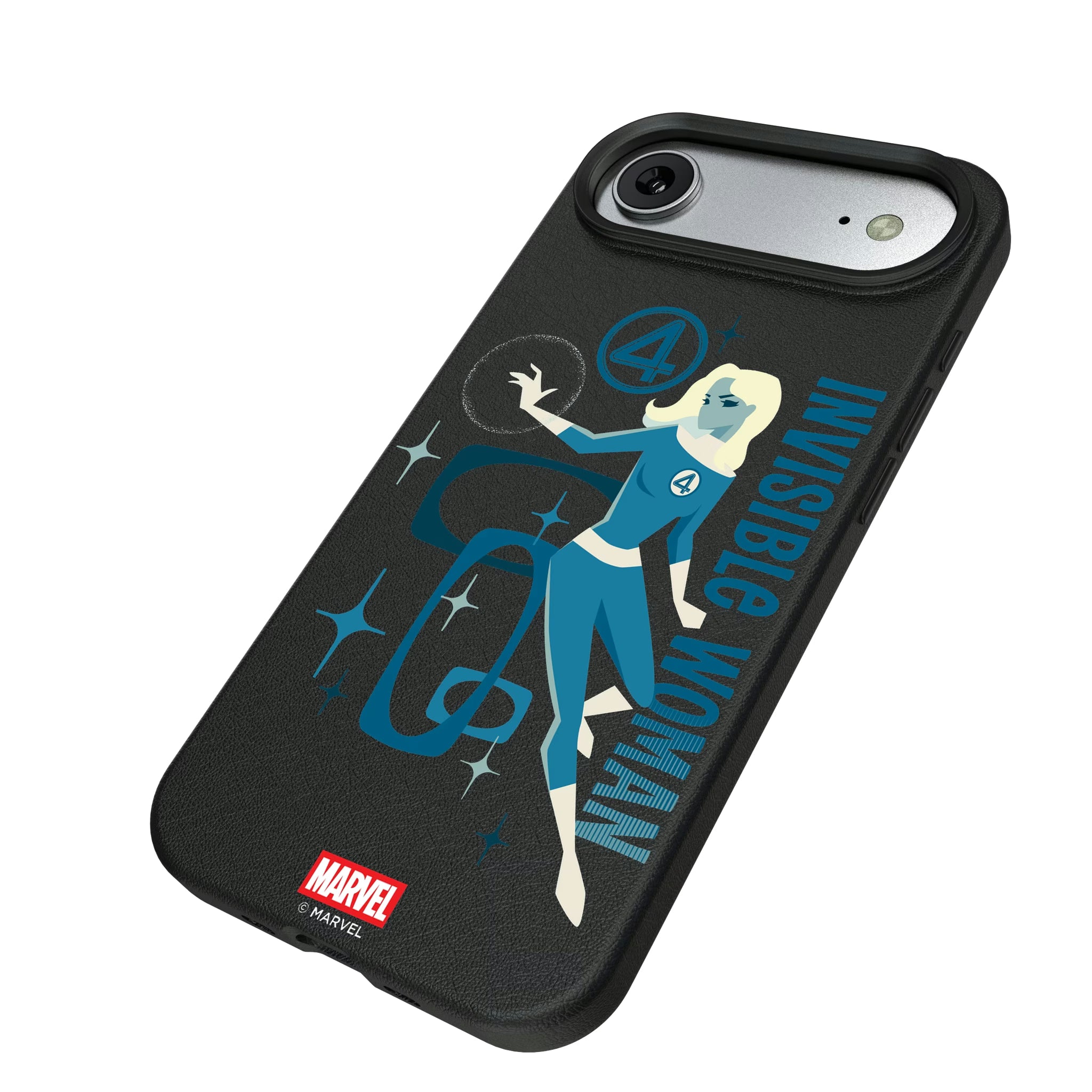 Marvel Invisible Woman Badge iPhone MagSafe Compatible Phone Case for Apple iPhone - Isometric View#Device_iPhone Air