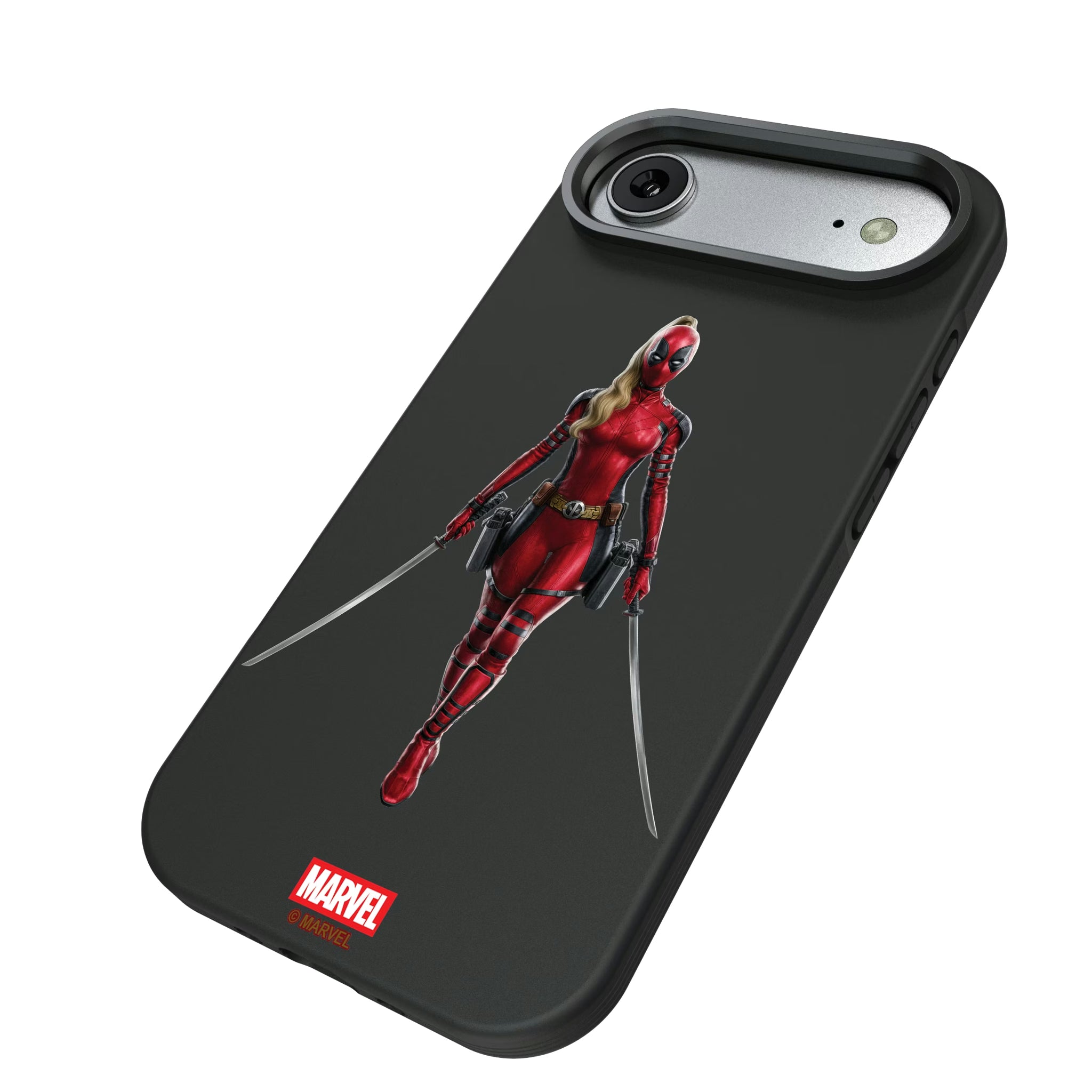 Marvel Ladypool Badge iPhone Bump Phone Case for Apple iPhone - Isometric View#Device_iPhone Air