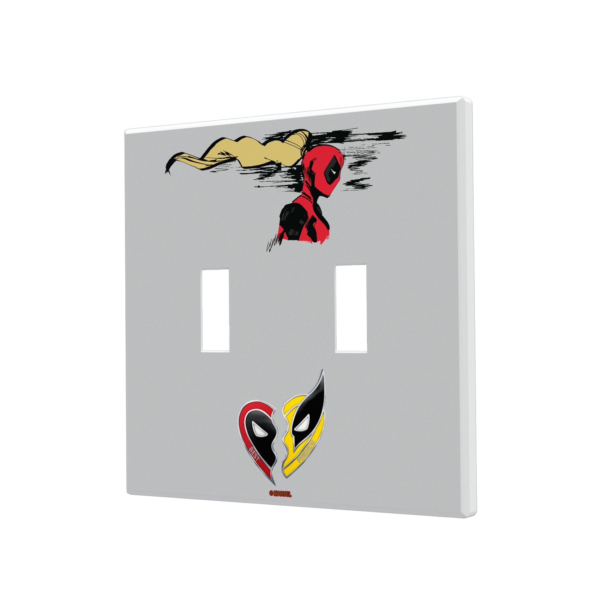 Marvel Ladypool Badge Hidden-Screw Light Switch Plate#Style_Double Toggle