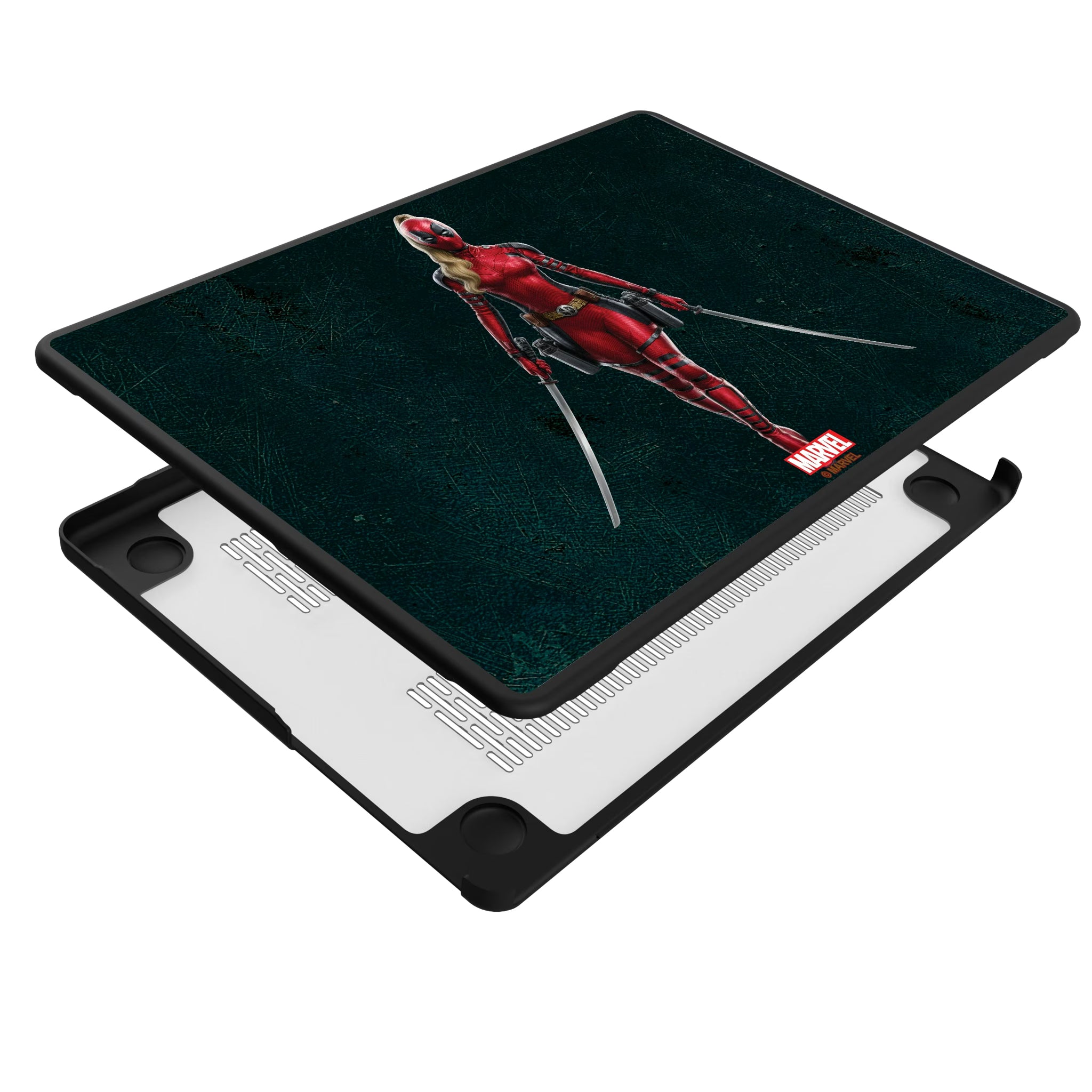 Marvel Ladypool Badge MacBook Laptop Case for Apple MacBook - Isometric View#Device_MacBook Pro (14-inch, 2021) / MacBook Pro (14-inch, 2023) / MacBook Pro (14-inch, 2024)