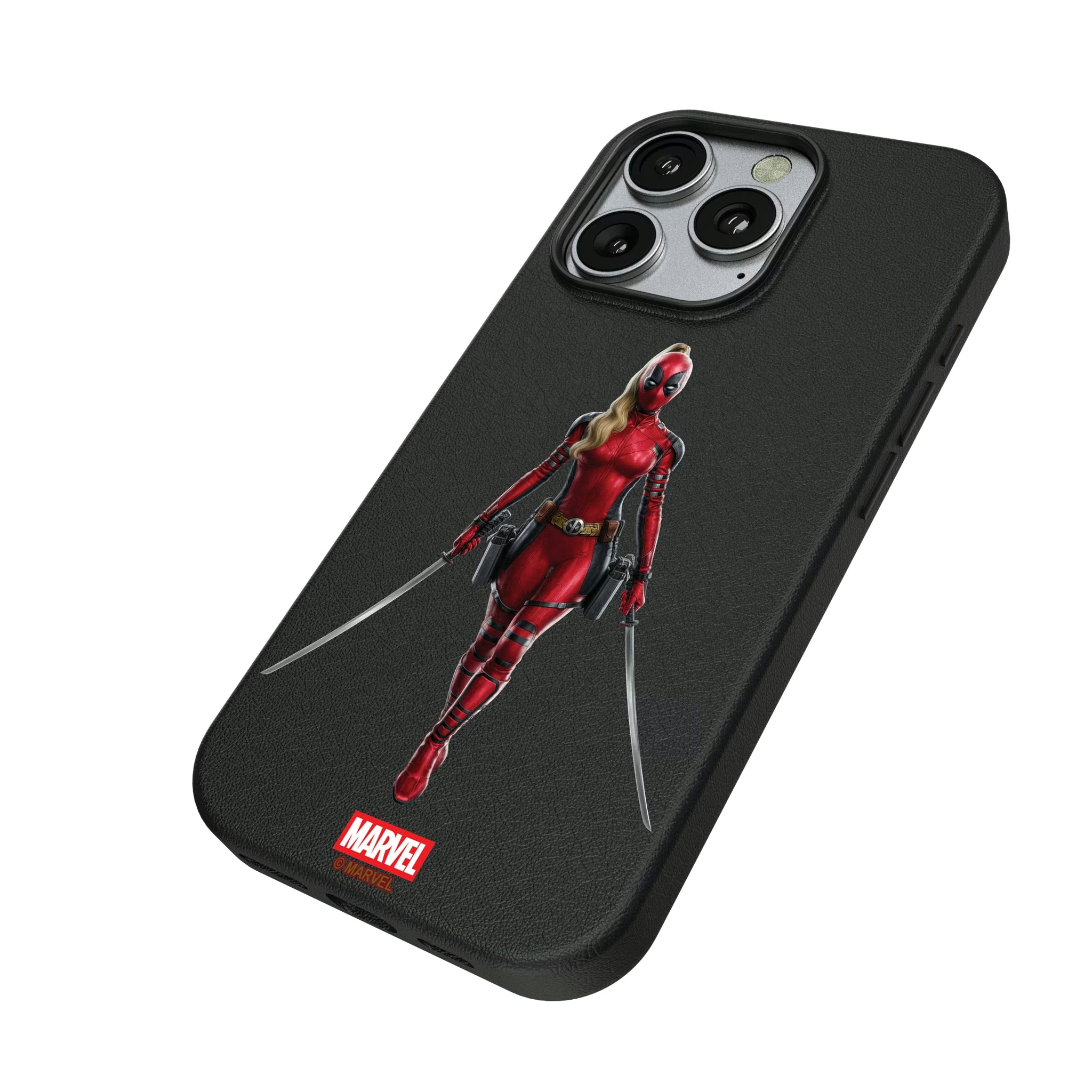 Marvel Ladypool Badge iPhone MagSafe Compatible Phone Case for Apple iPhone - Isometric View
