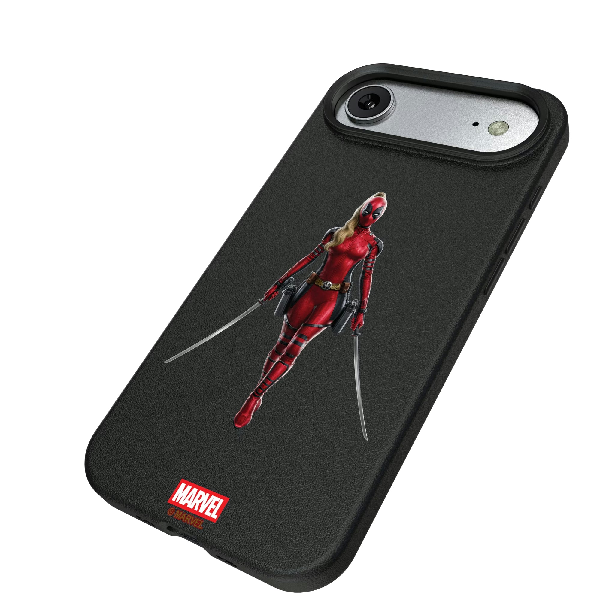 Marvel Ladypool Badge iPhone MagSafe Compatible Phone Case for Apple iPhone - Isometric View#Device_iPhone Air