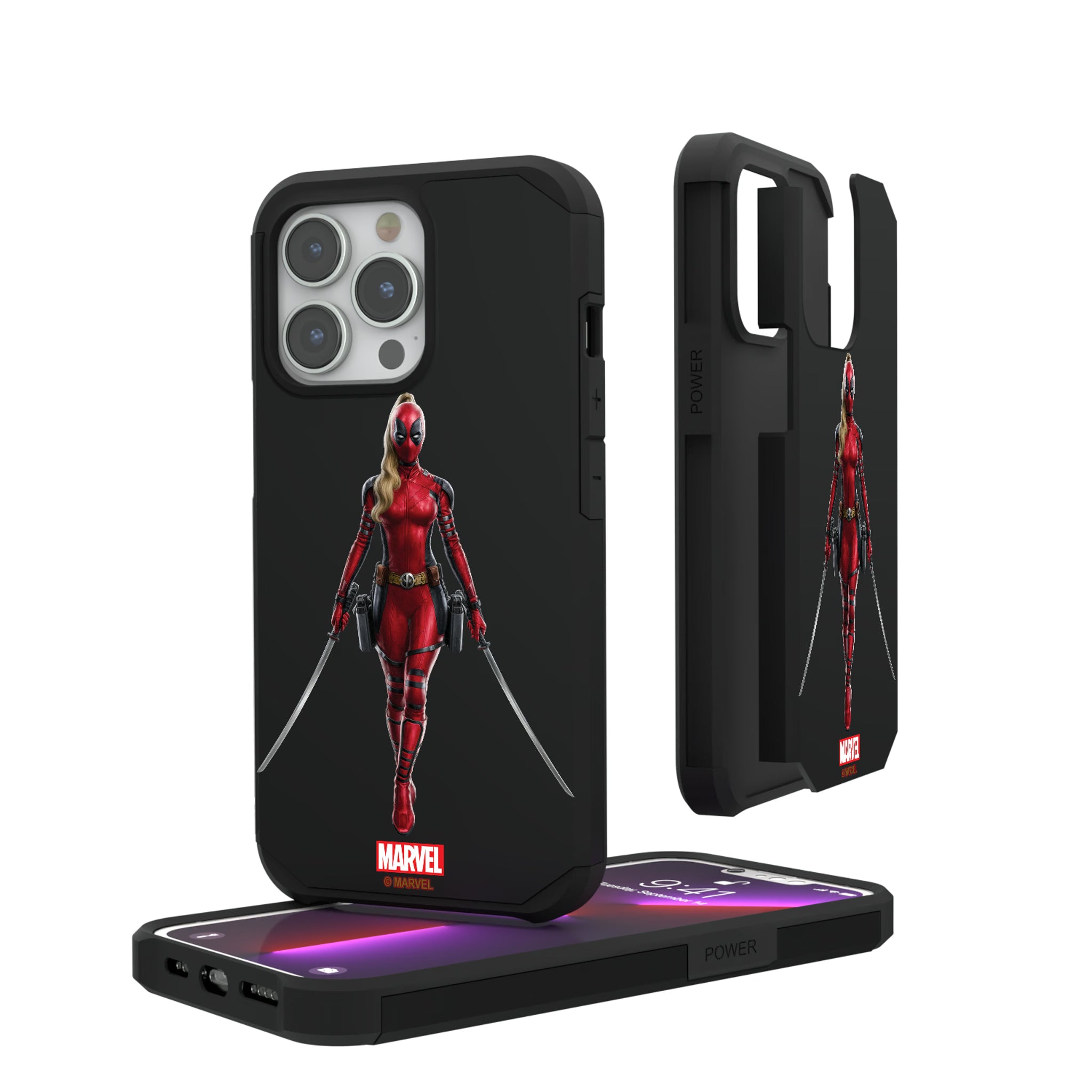 Marvel Ladypool Badge iPhone Rugged Phone Case for Apple iPhone#Device_iPhone 13 Pro
