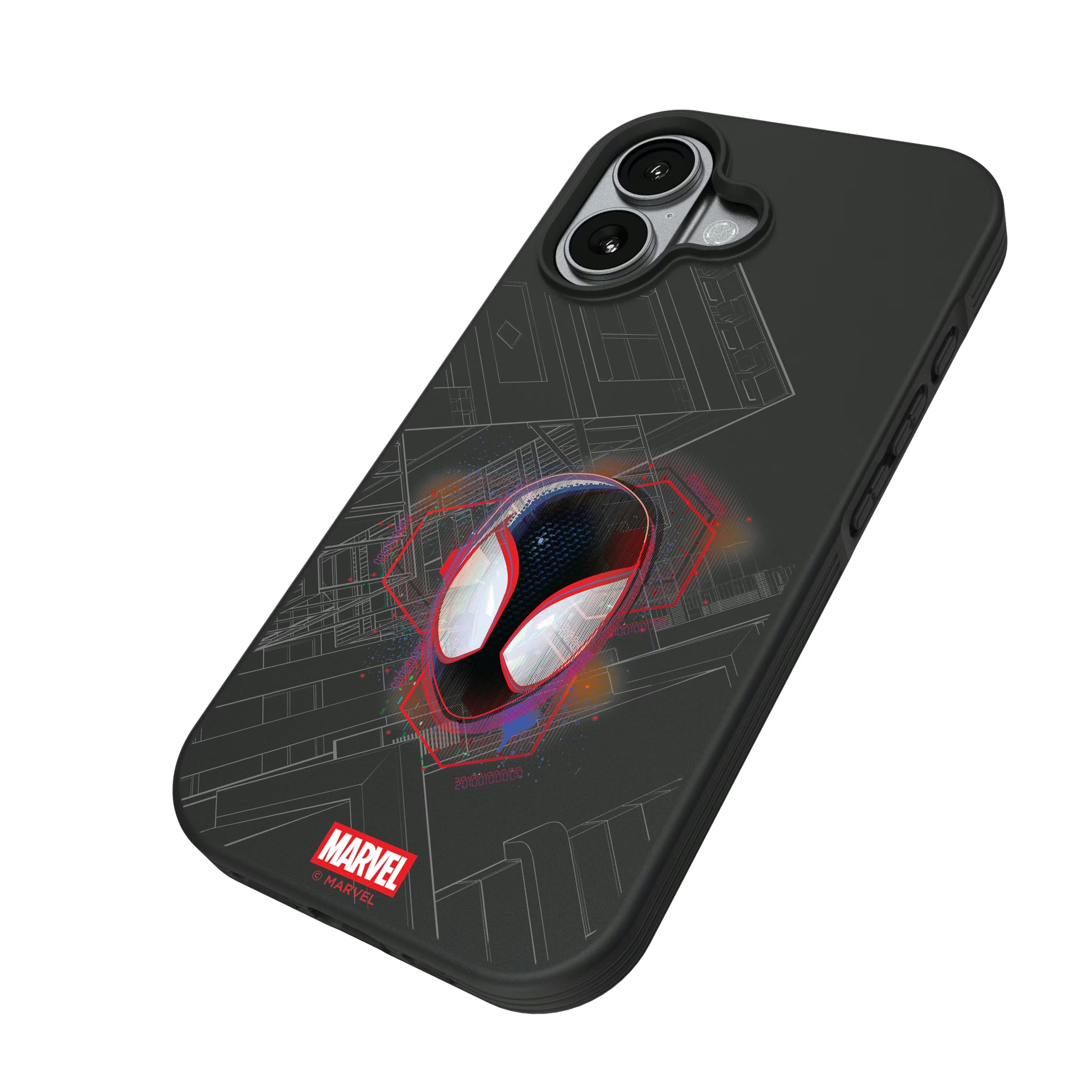 Marvel Miles Morales Badge iPhone Bump Phone Case for Apple iPhone - Isometric View#Device_iPhone 17