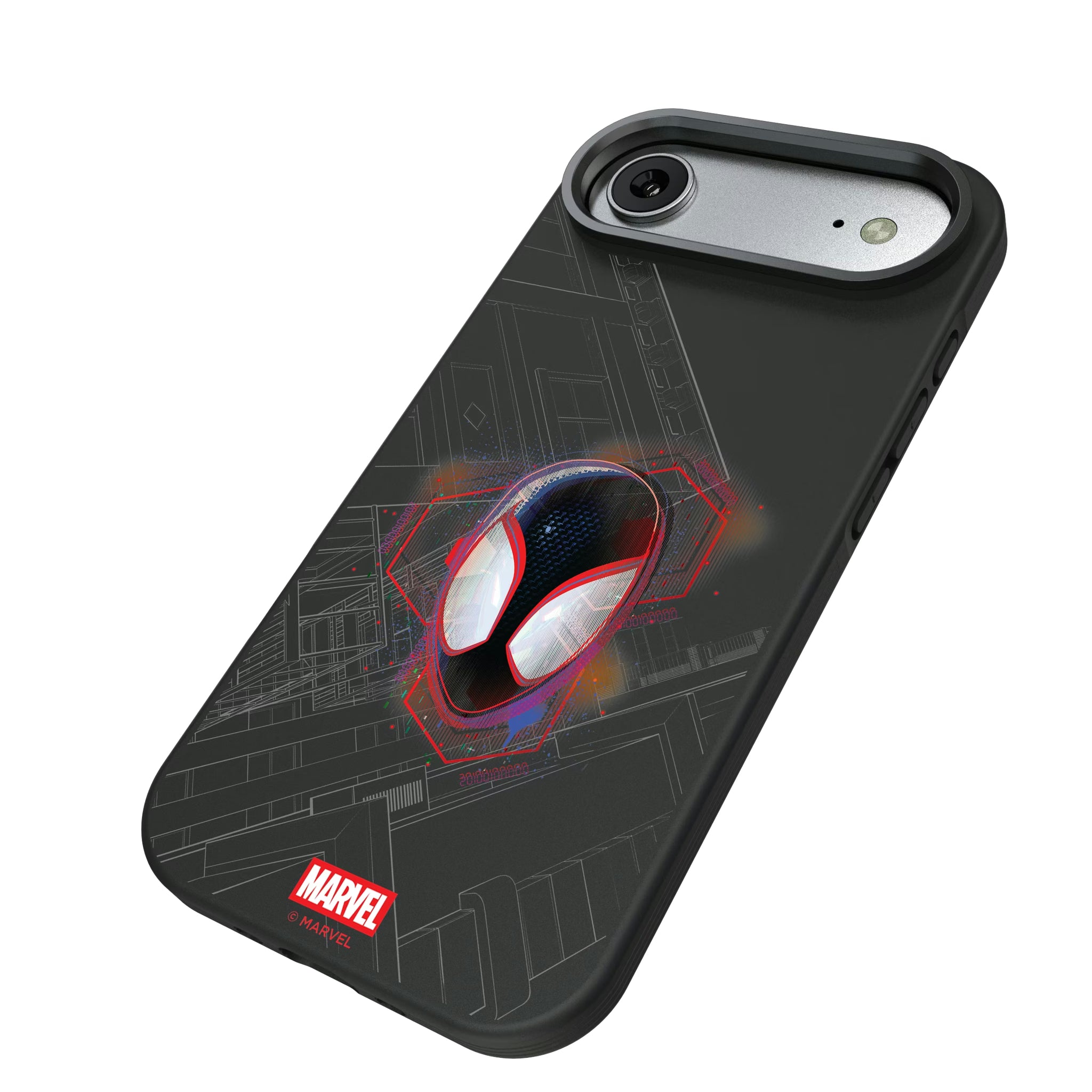 Marvel Miles Morales Badge iPhone Bump Phone Case for Apple iPhone - Isometric View#Device_iPhone Air