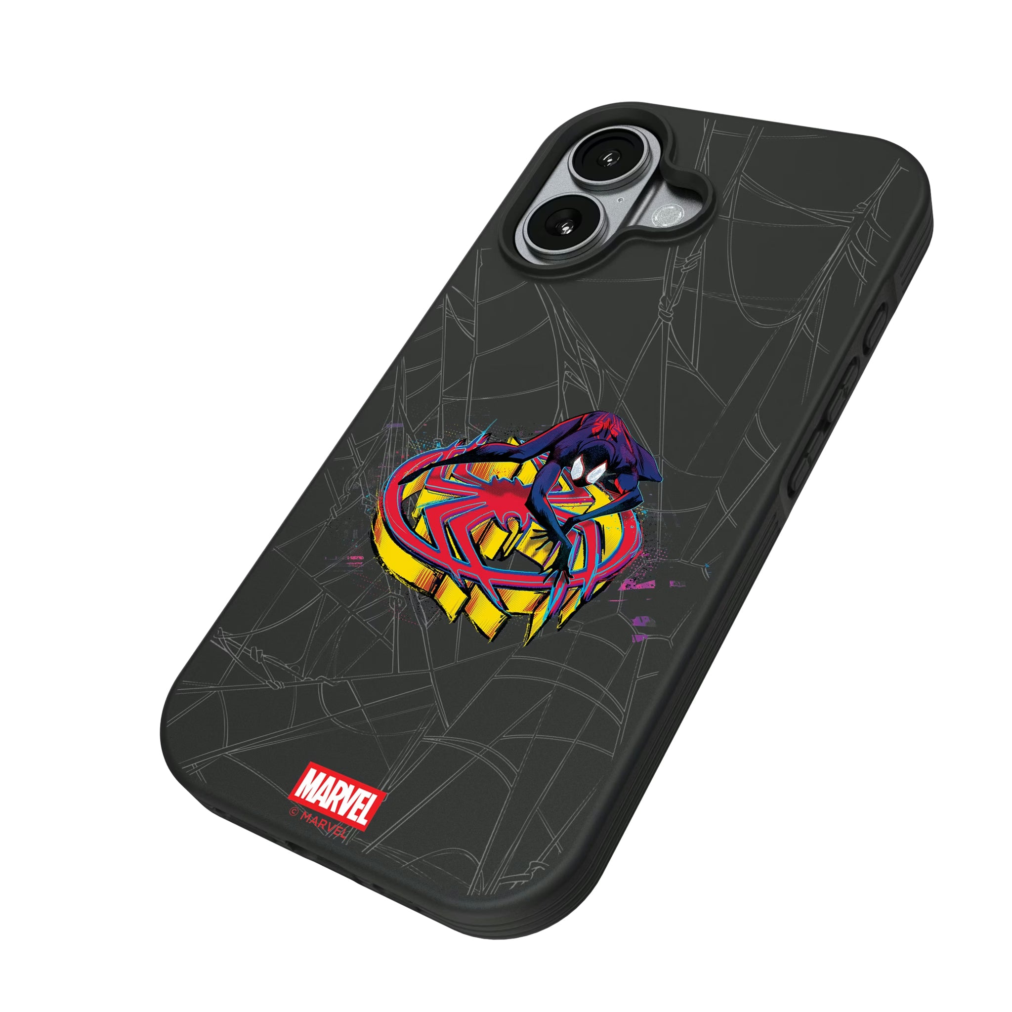 Marvel Miles Morales Badge iPhone Bump Phone Case for Apple iPhone - Isometric View#Device_iPhone 17