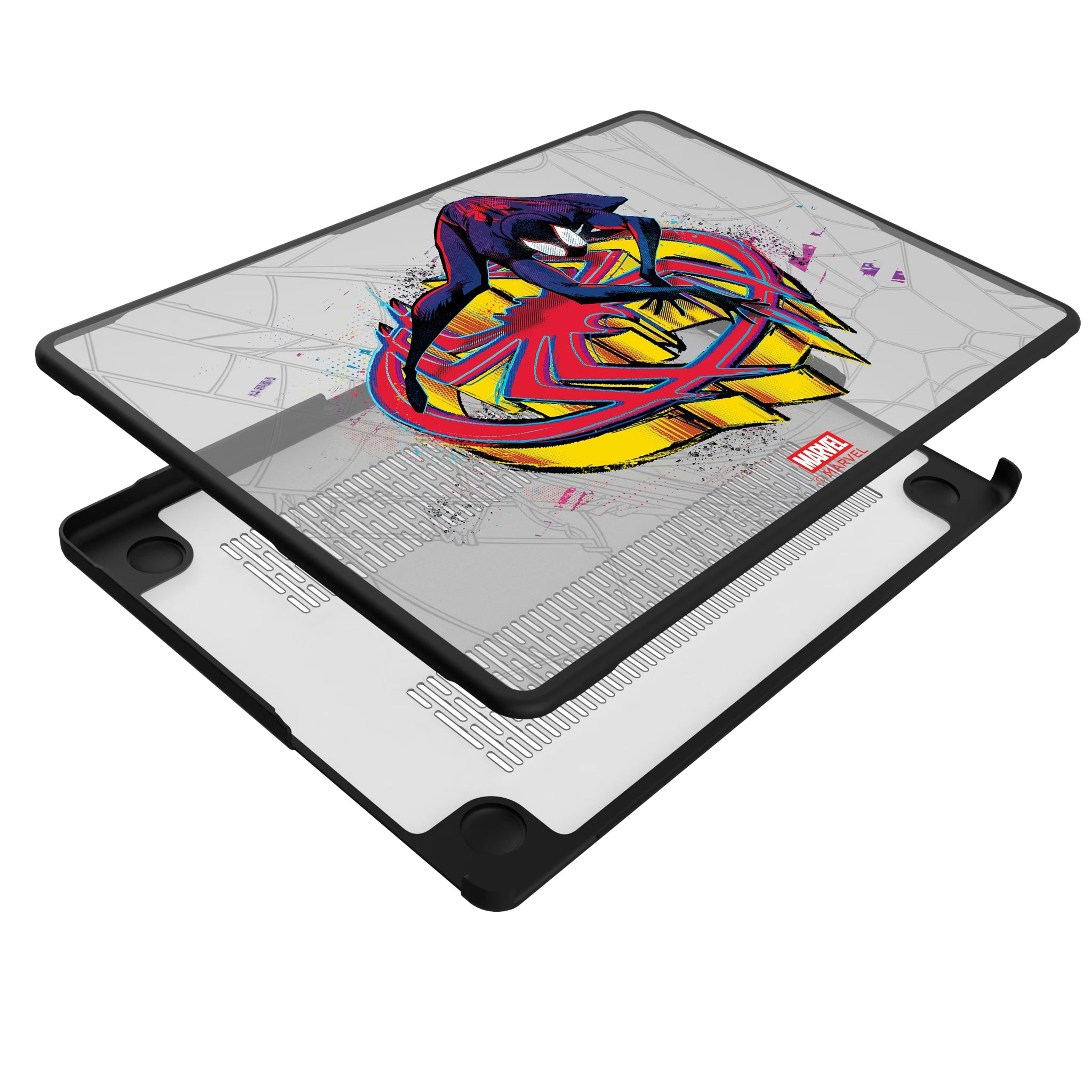 Marvel Miles Morales Badge MacBook Laptop Case for Apple MacBook - Isometric View#Device_MacBook Pro (14-inch, 2021) / MacBook Pro (14-inch, 2023) / MacBook Pro (14-inch, 2024)