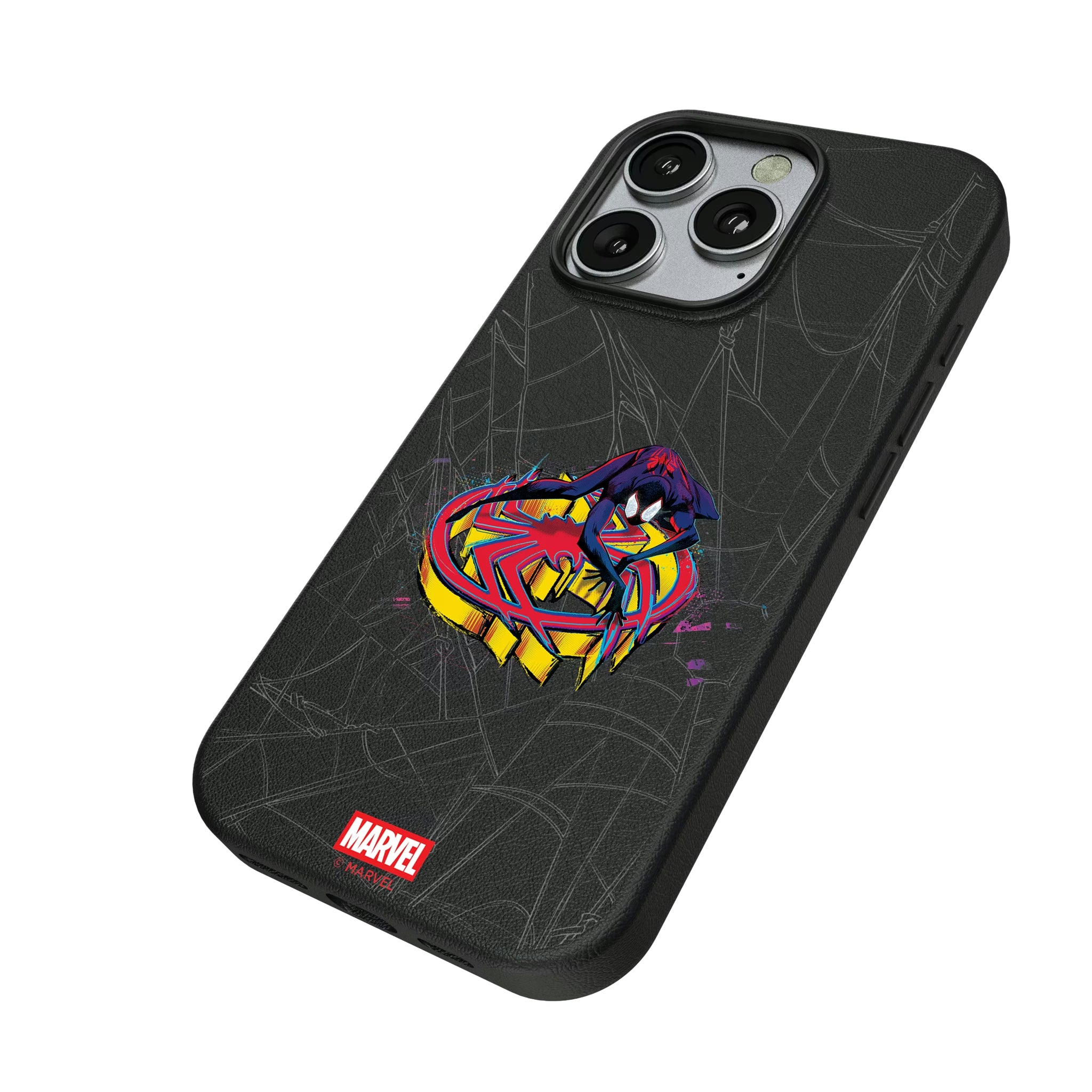 Marvel Miles Morales Badge iPhone MagSafe Compatible Phone Case for Apple iPhone - Isometric View