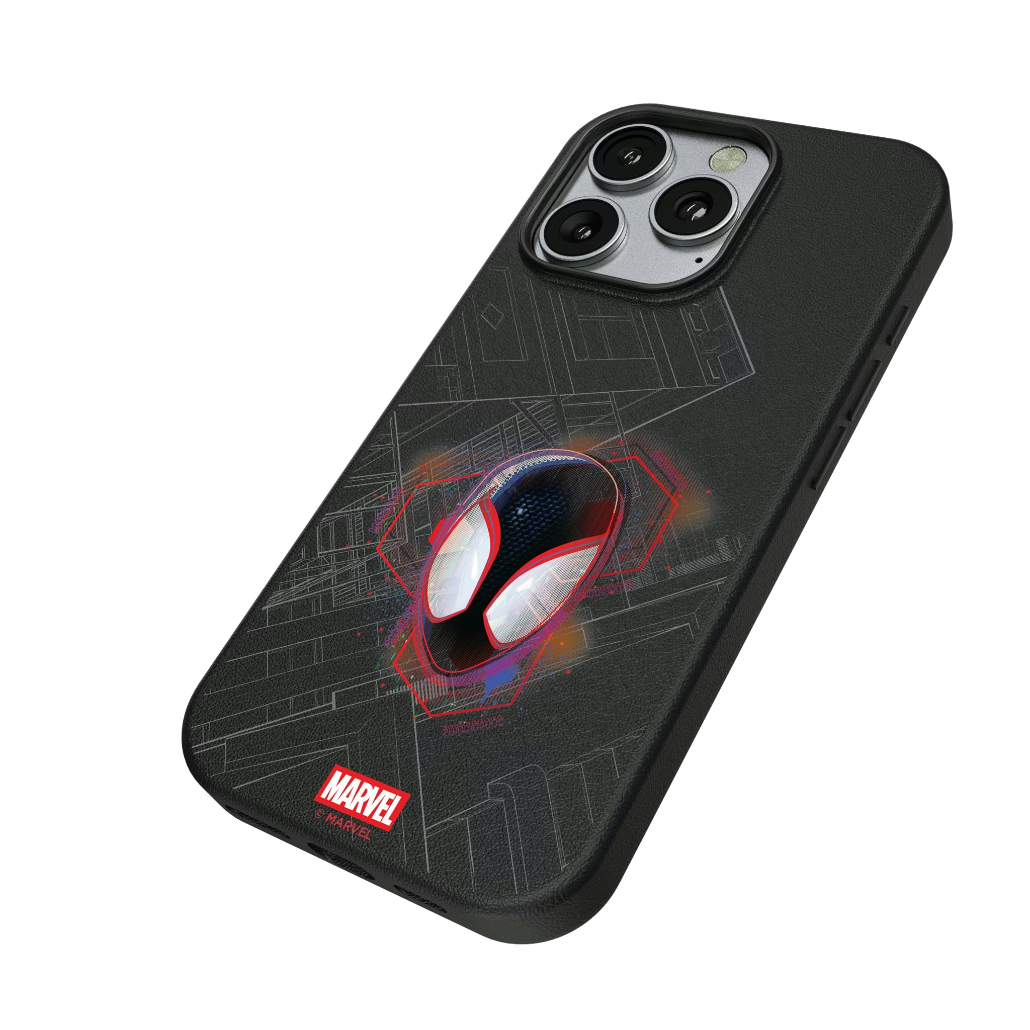 Marvel Miles Morales Badge iPhone MagSafe Compatible Phone Case for Apple iPhone - Isometric View