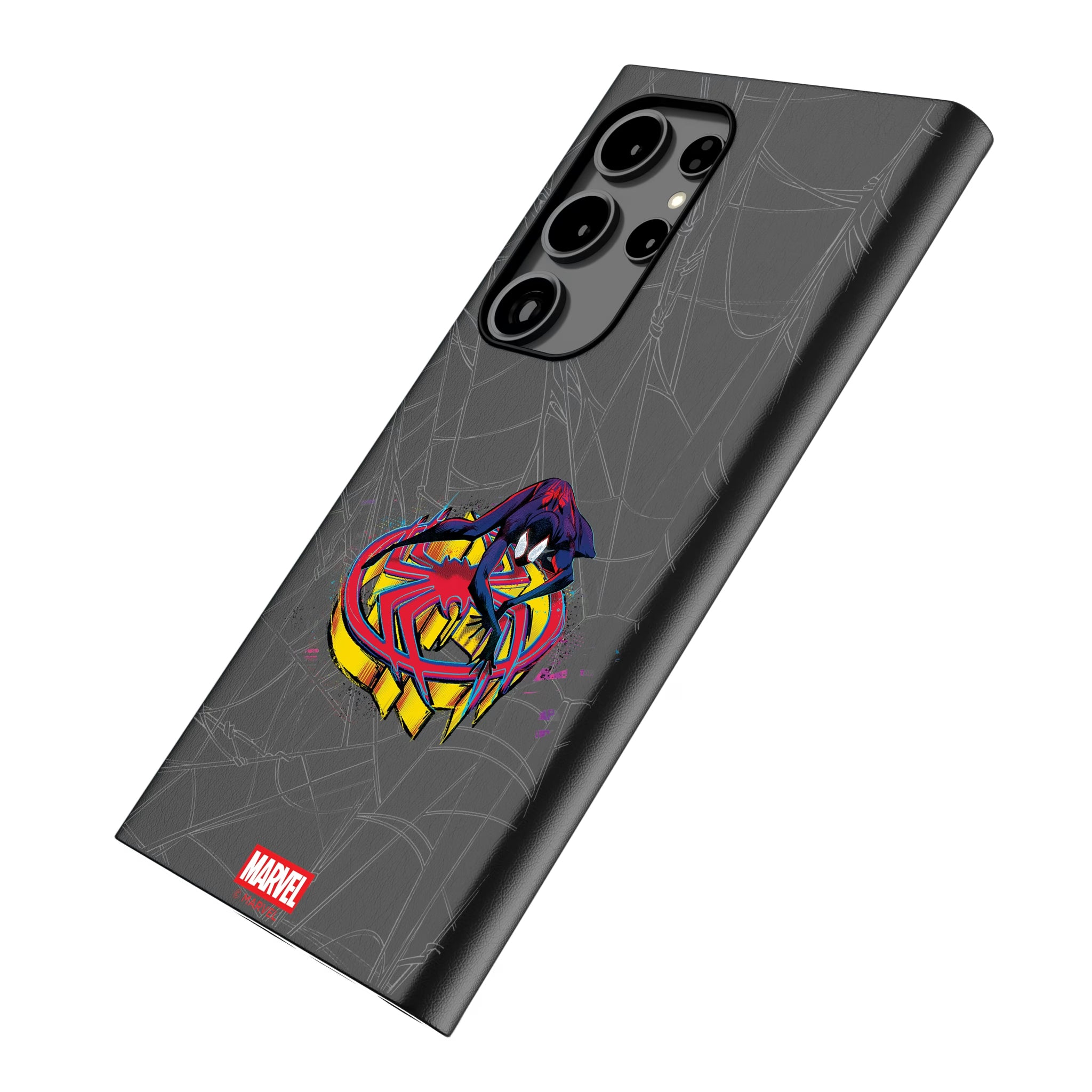 Marvel Miles Morales Badge Galaxy MagSafe Compatible Phone Case for Samsung Galaxy - Isometric View
