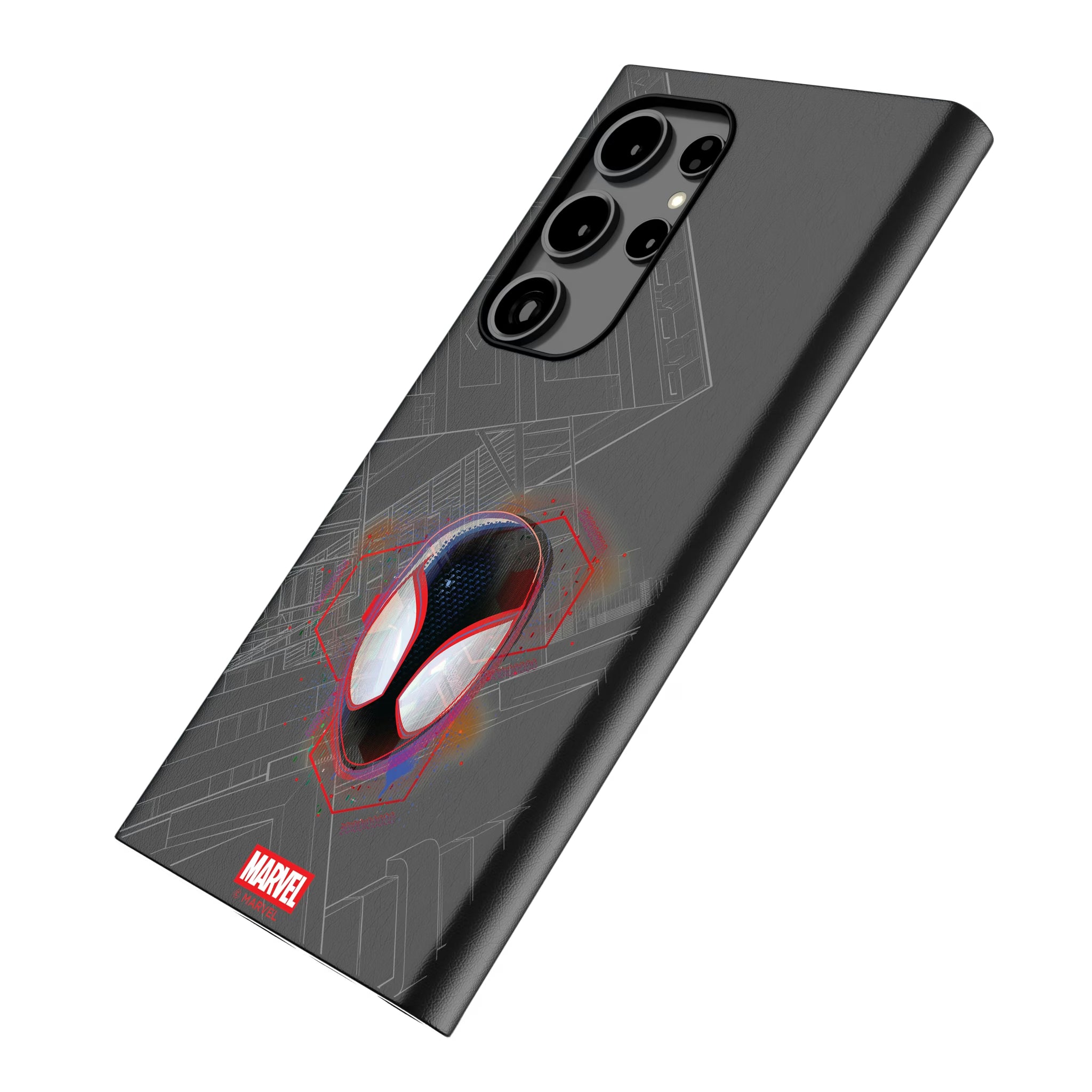 Marvel Miles Morales Badge Galaxy MagSafe Compatible Phone Case for Samsung Galaxy - Isometric View