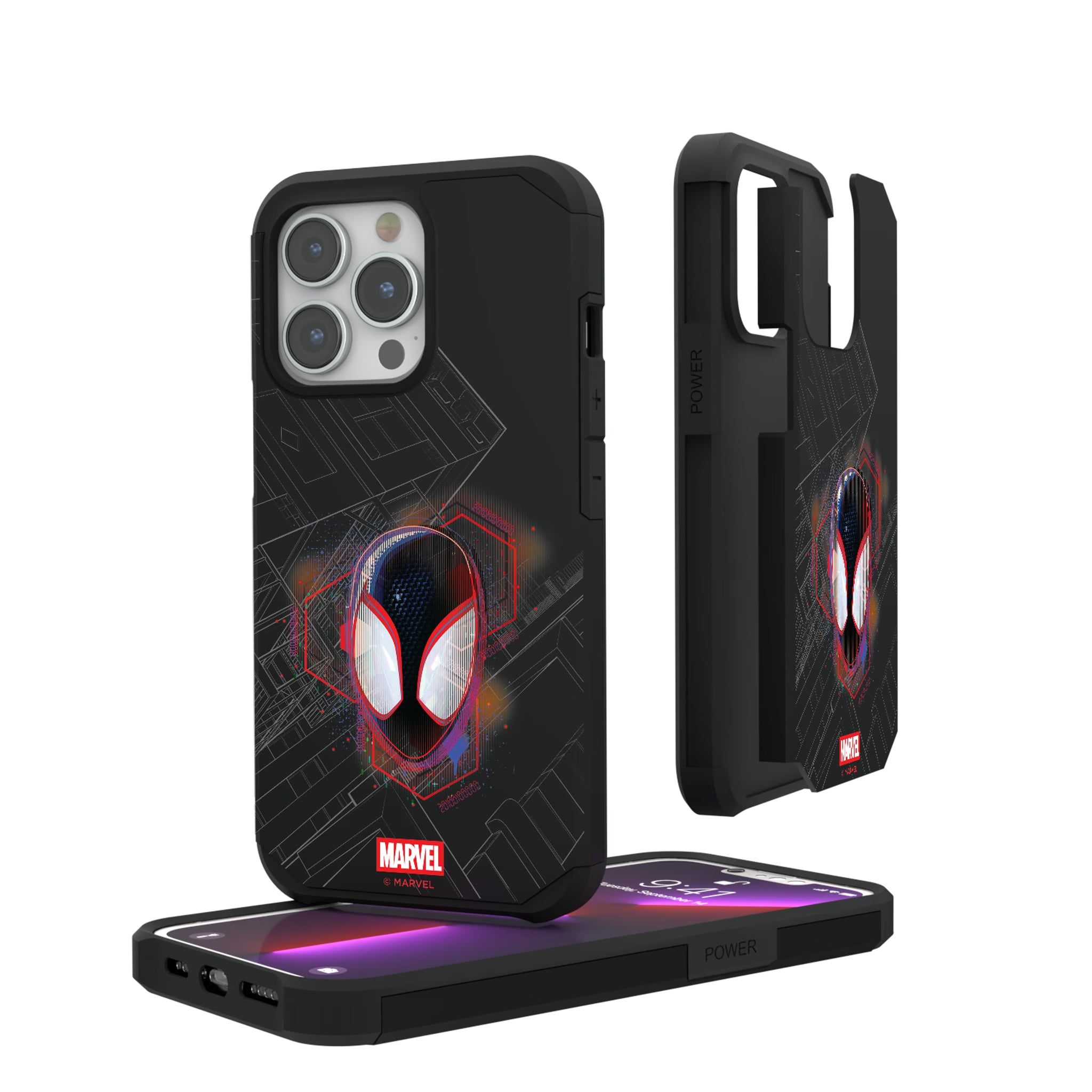 Marvel Miles Morales Badge iPhone Rugged Phone Case for Apple iPhone#Device_iPhone 13 Pro