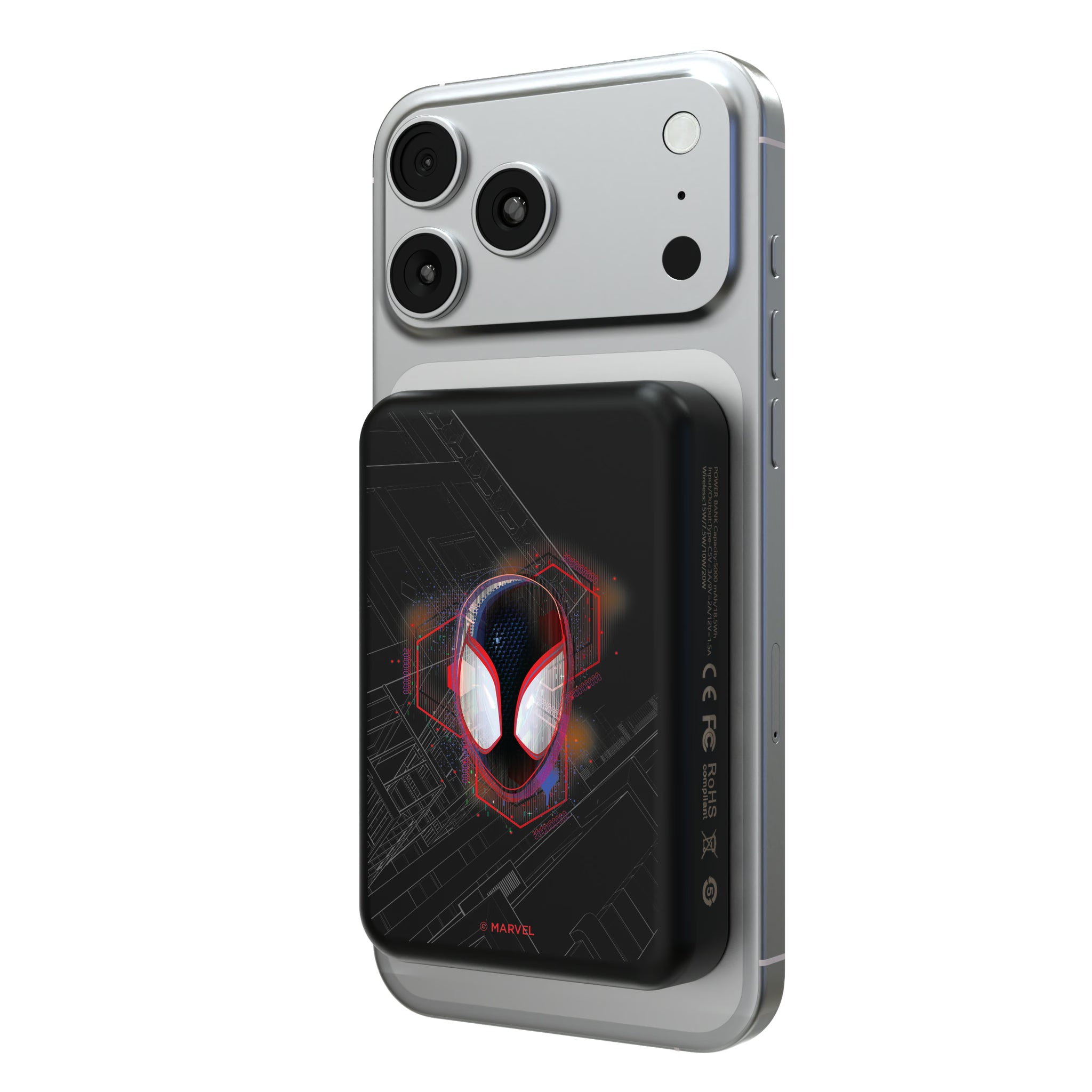 Marvel Miles Morales Badge Wireless Mag Power Bank