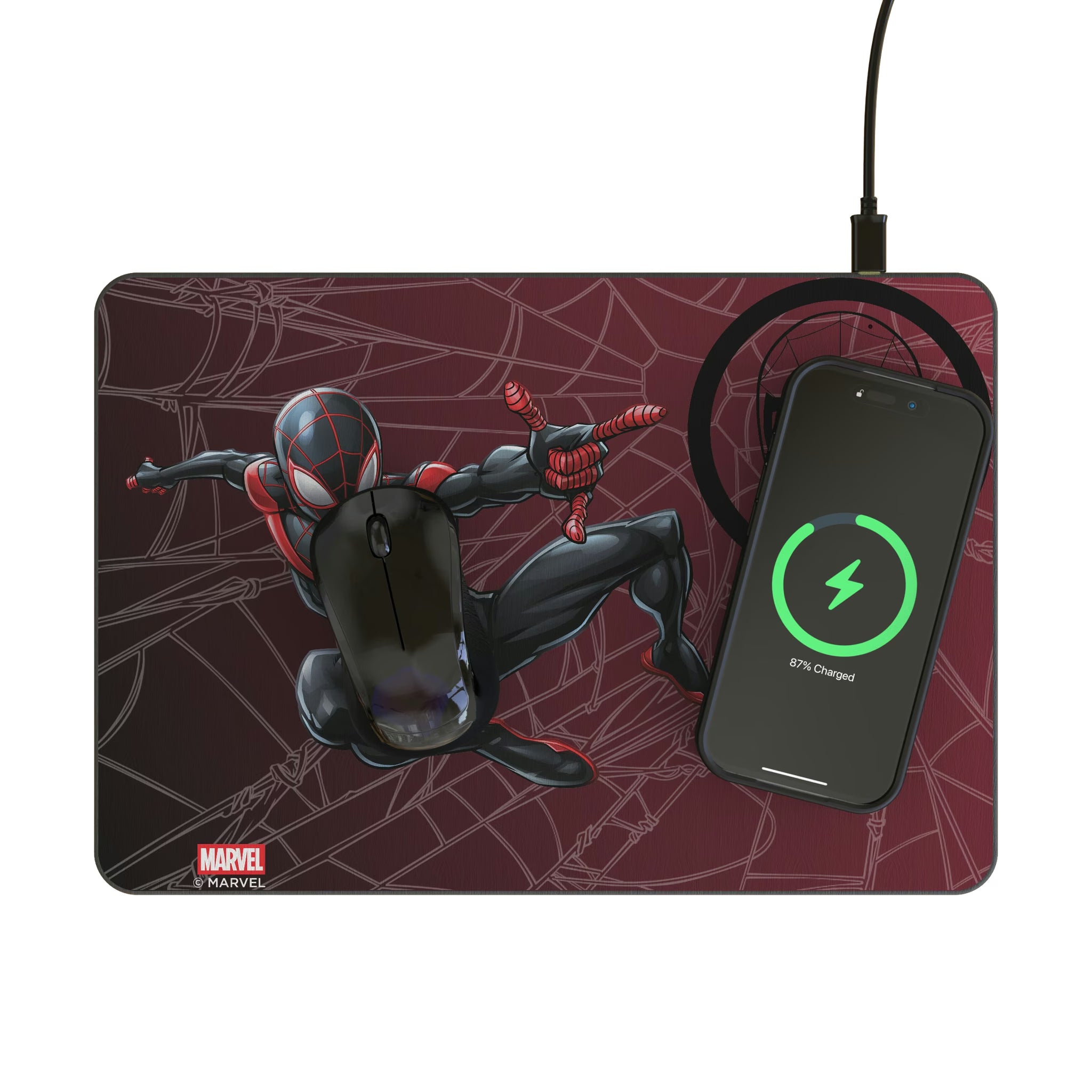 Marvel Miles Morales MechLine 15-Watt Wireless Charger and Mouse Pad - Lifestyle
