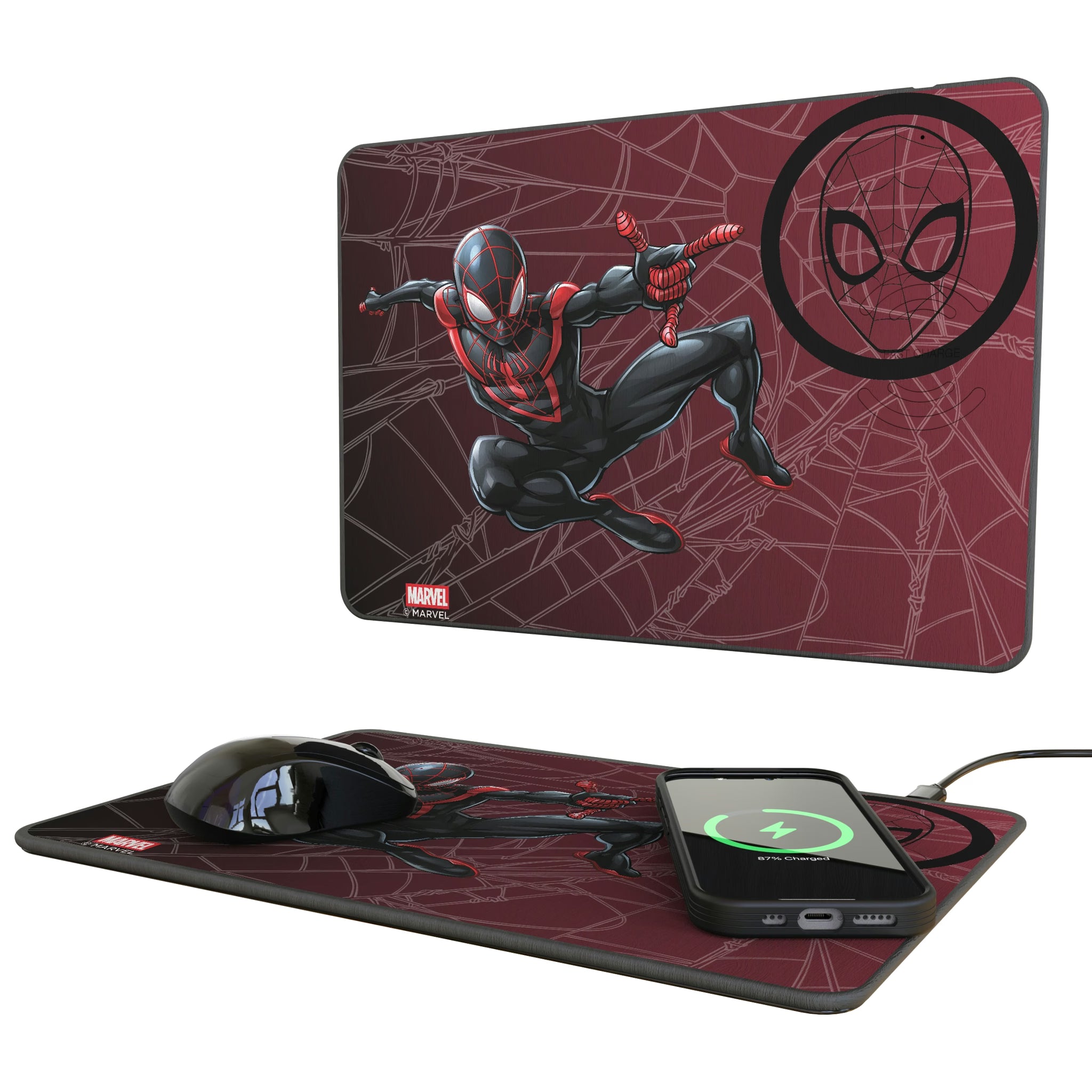 Marvel Miles Morales MechLine 15-Watt Wireless Charger and Mouse Pad