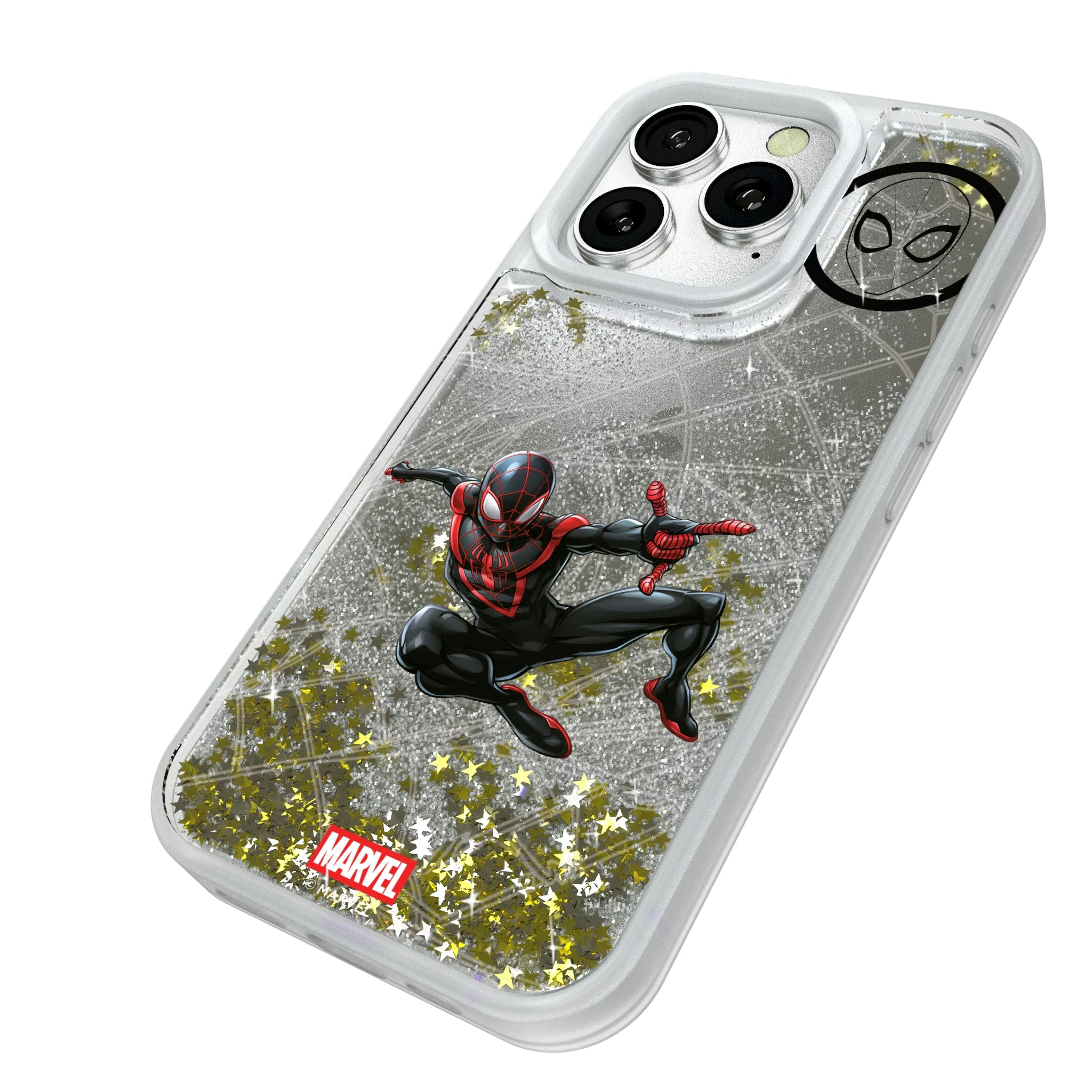 Marvel Miles Morales MechLine iPhone Glitter Phone Case for Apple iPhone - Isometric View#Device_iPhone 16 Pro