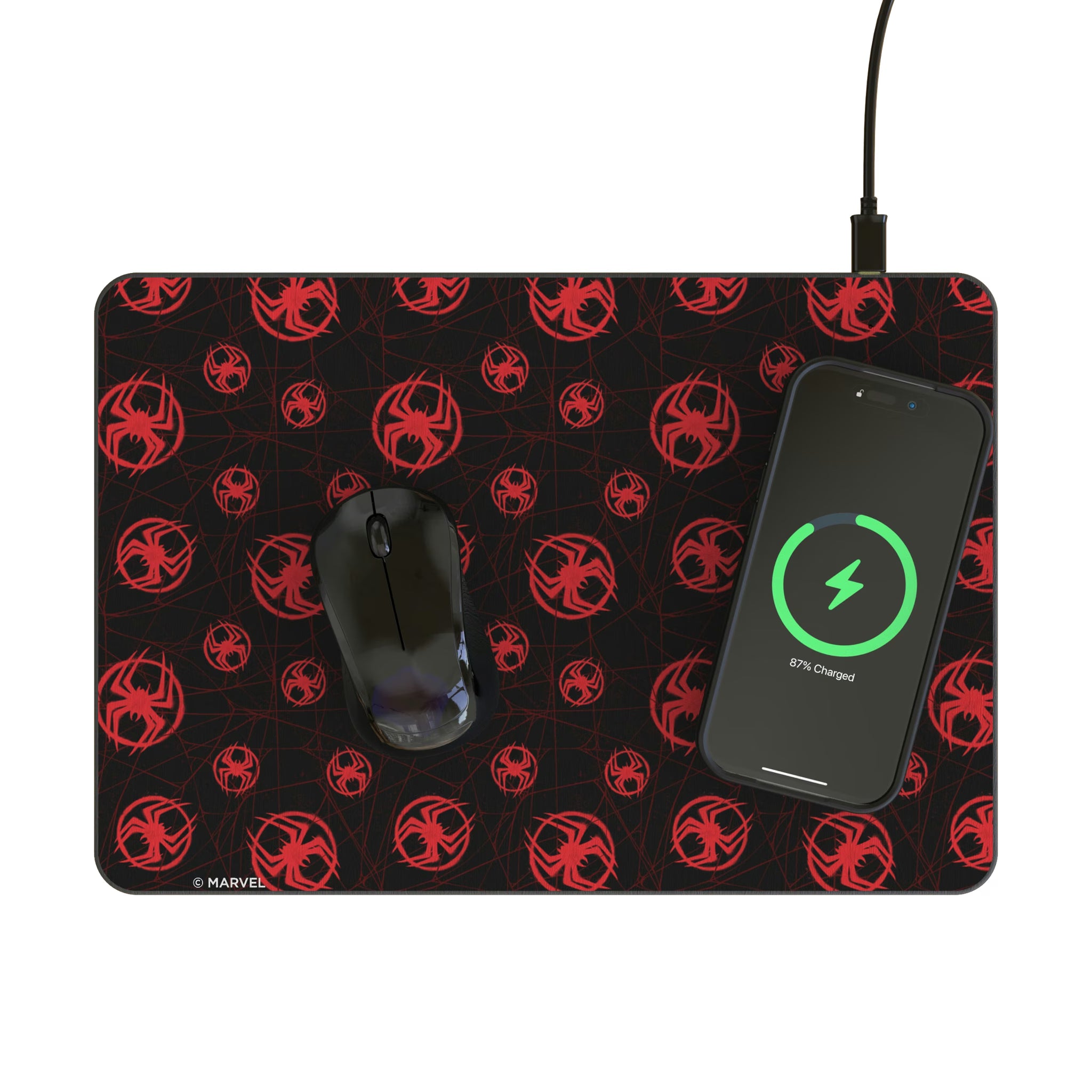 Marvel Miles Morales Pattern 15-Watt Wireless Charger and Mouse Pad - Lifestyle