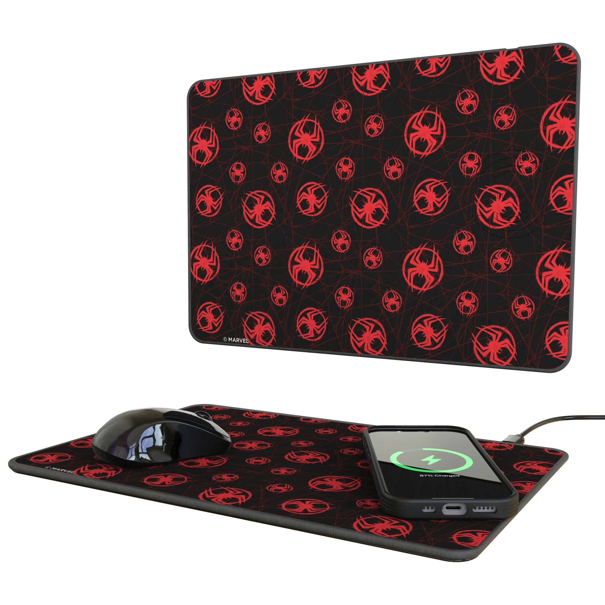Marvel Miles Morales Pattern 15-Watt Wireless Charger and Mouse Pad