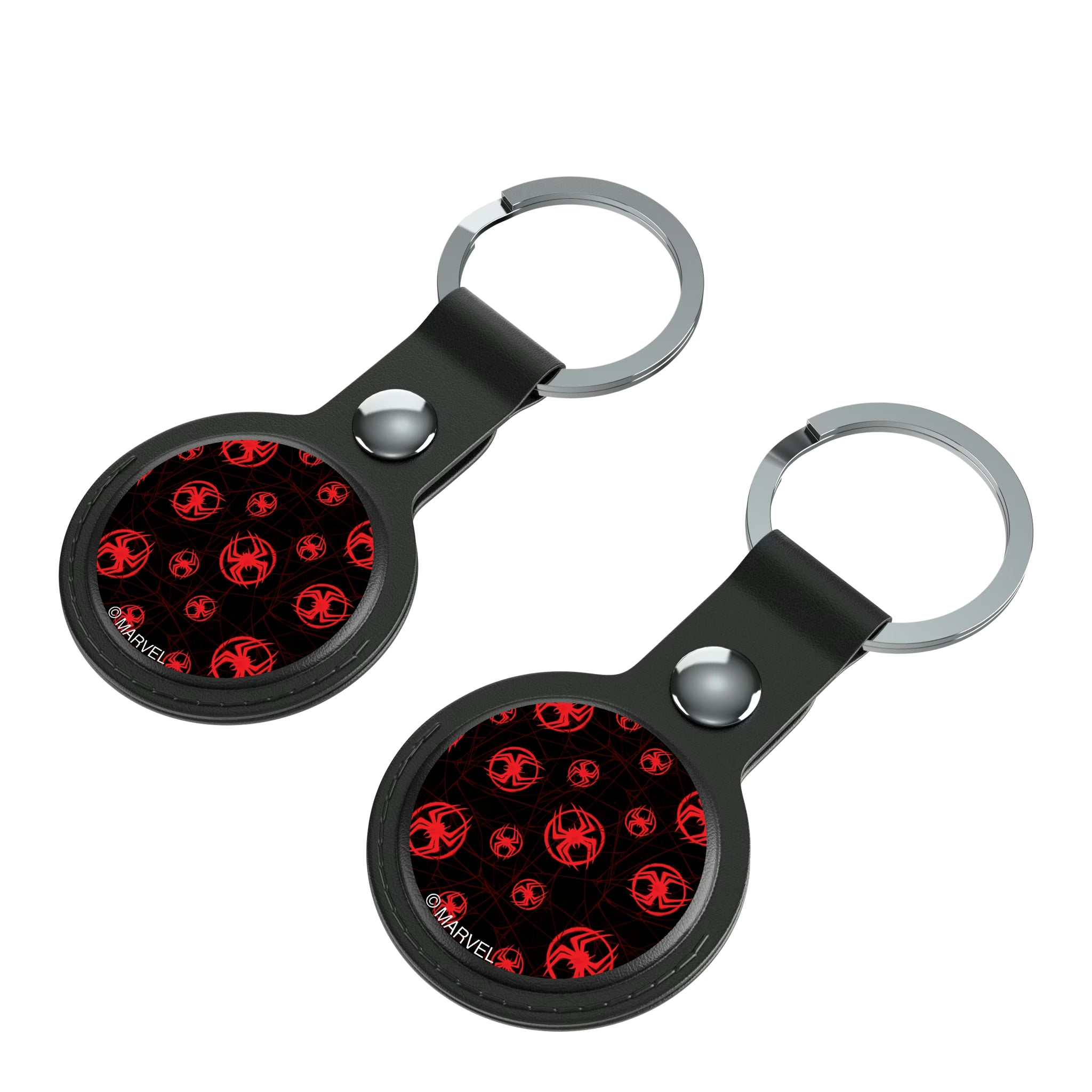 Marvel Miles Morales Pattern AirTag Black Airtag Holder 2-Pack - Isometric View