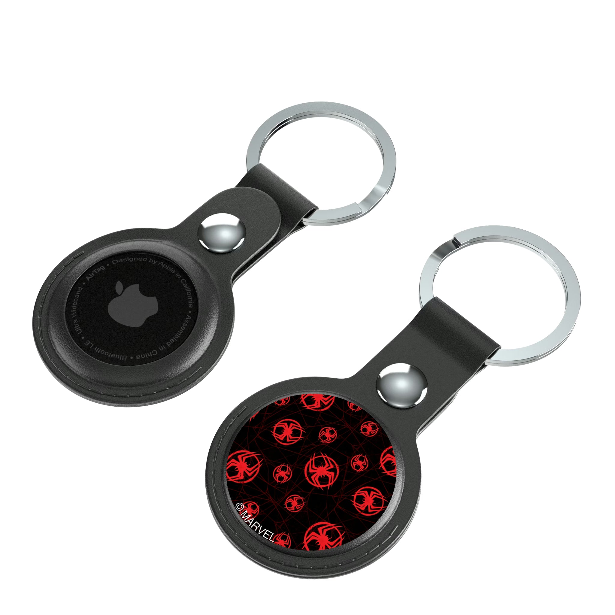 Marvel Miles Morales Pattern AirTag Black Airtag Holder 2-Pack - Isometric View
