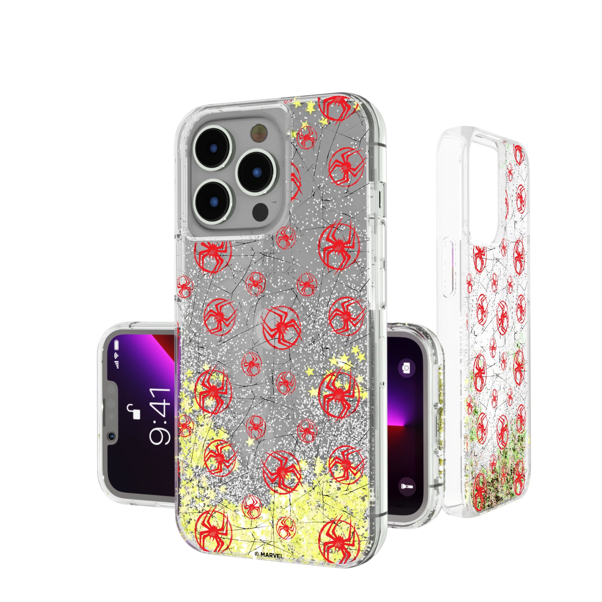 Marvel Miles Morales Pattern iPhone Glitter Phone Case for Apple iPhone