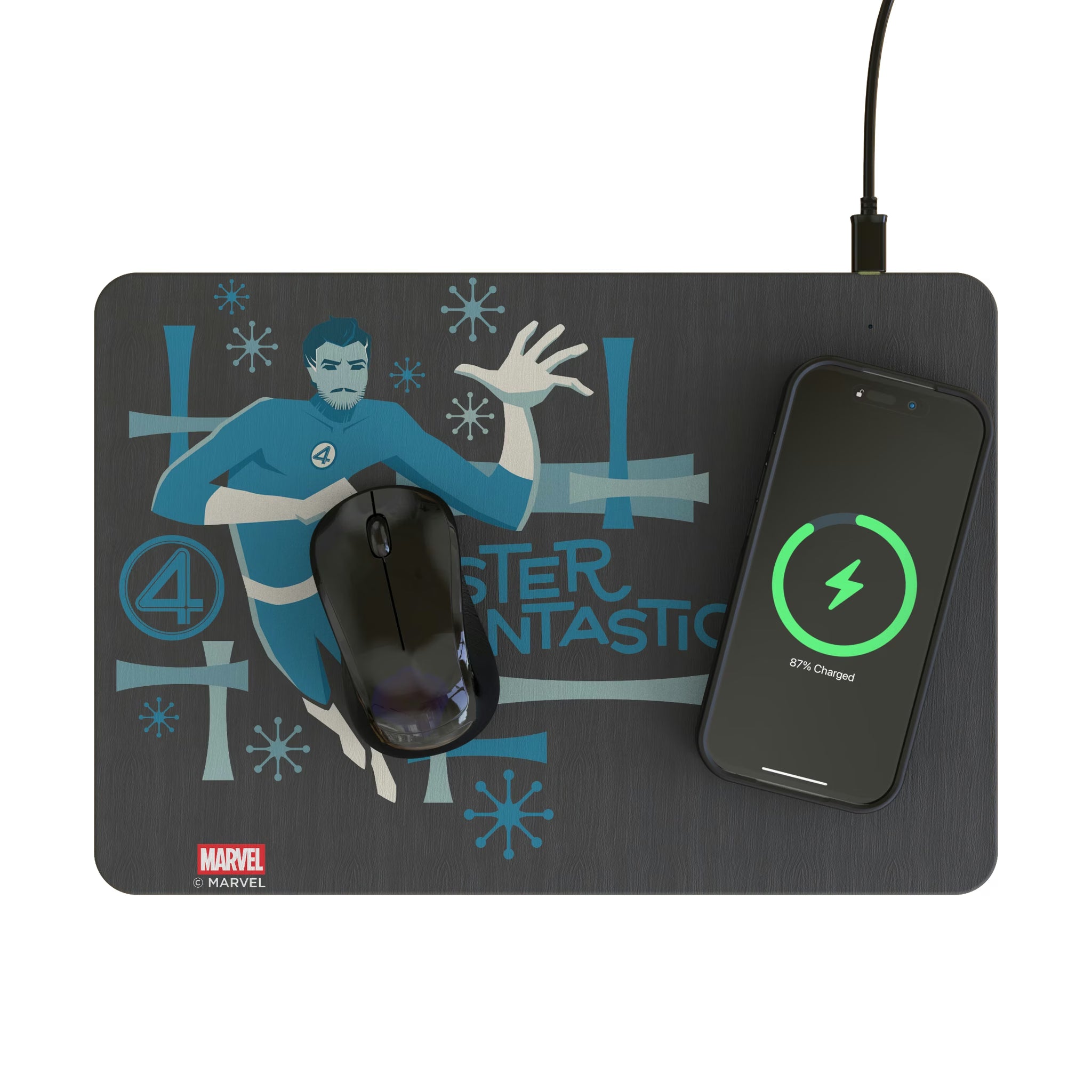 Marvel Mister Fantastic Badge 15-Watt Wireless Charger and Mouse Pad - Lifestyle