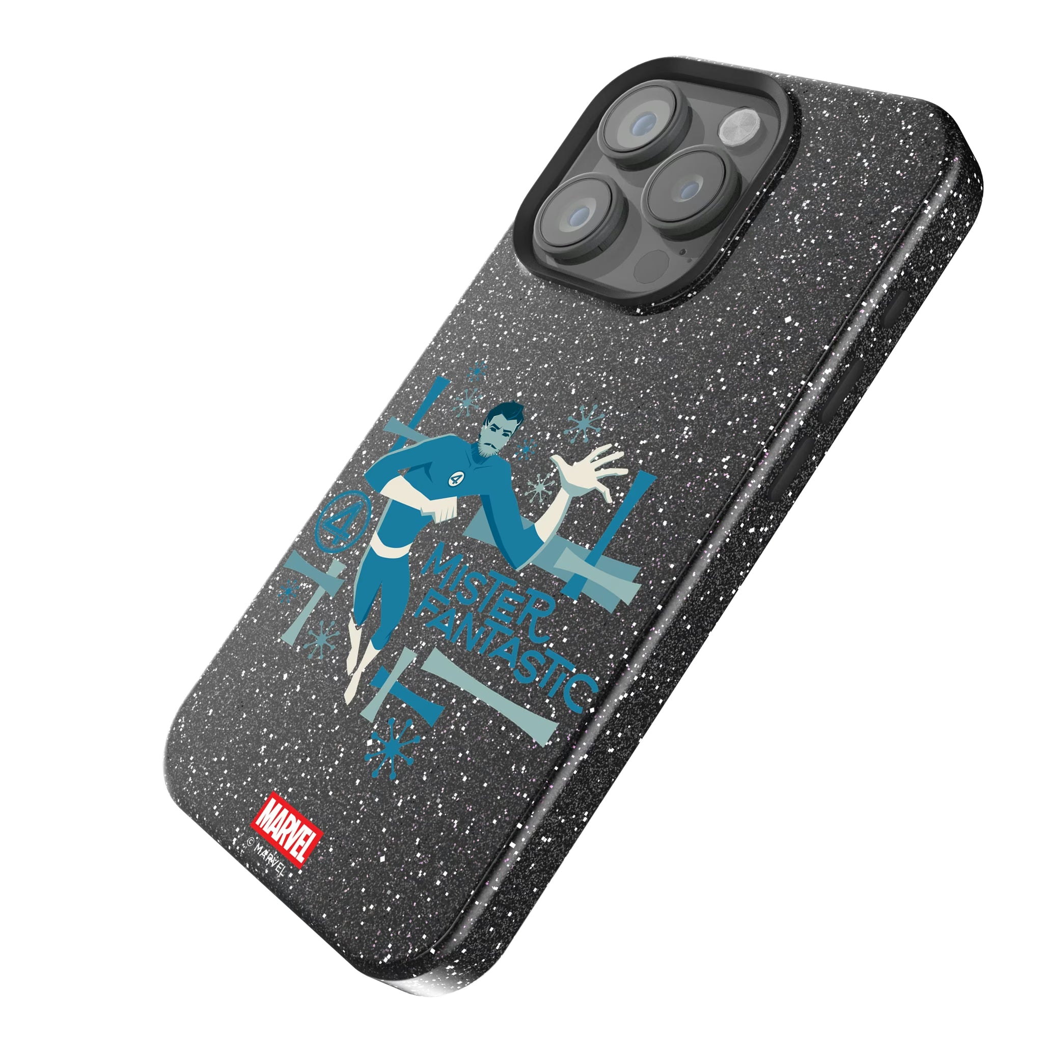Marvel Mister Fantastic Badge iPhone Bling Phone Case for Apple iPhone - Isometric View