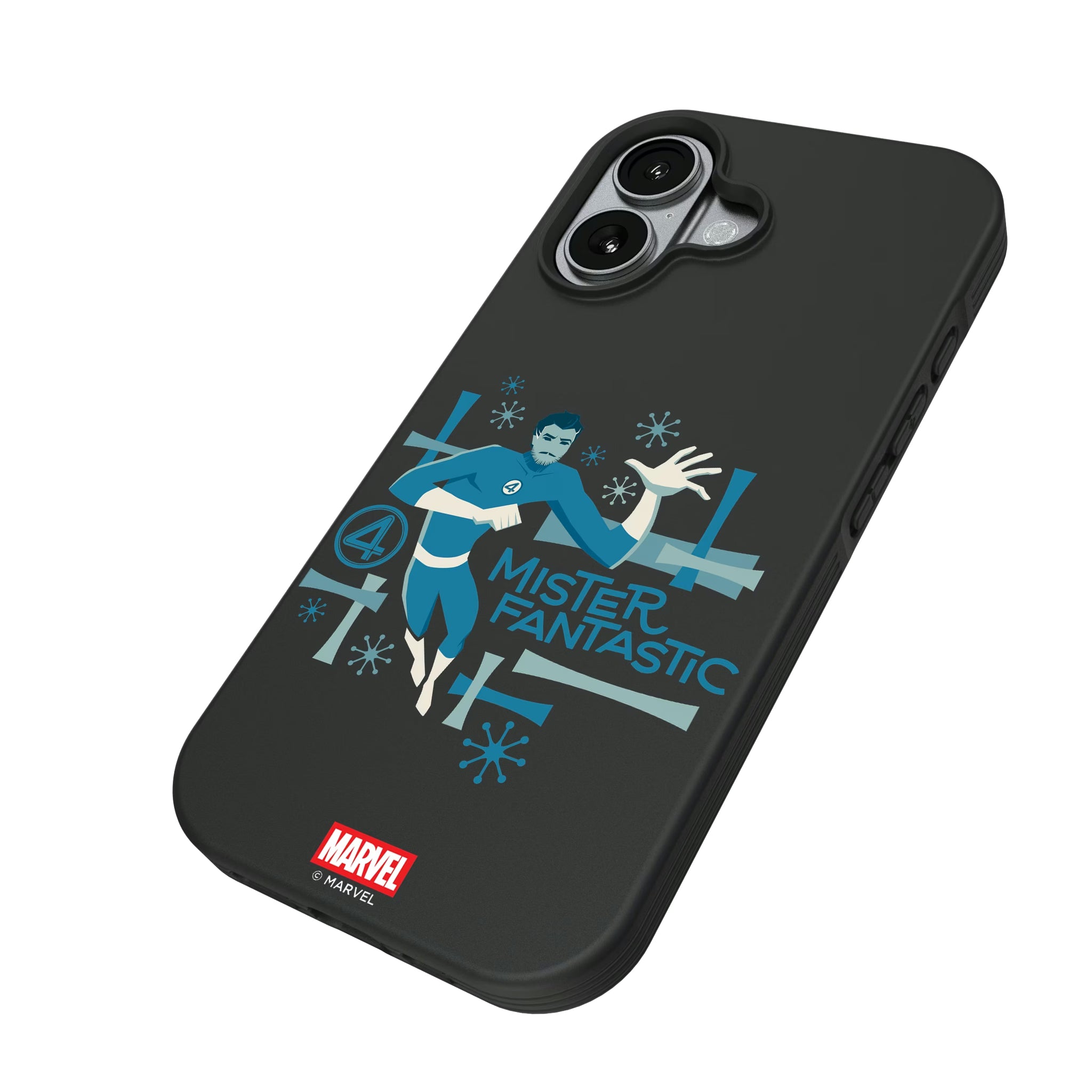 Marvel Mister Fantastic Badge iPhone Bump Phone Case for Apple iPhone - Isometric View#Device_iPhone 17