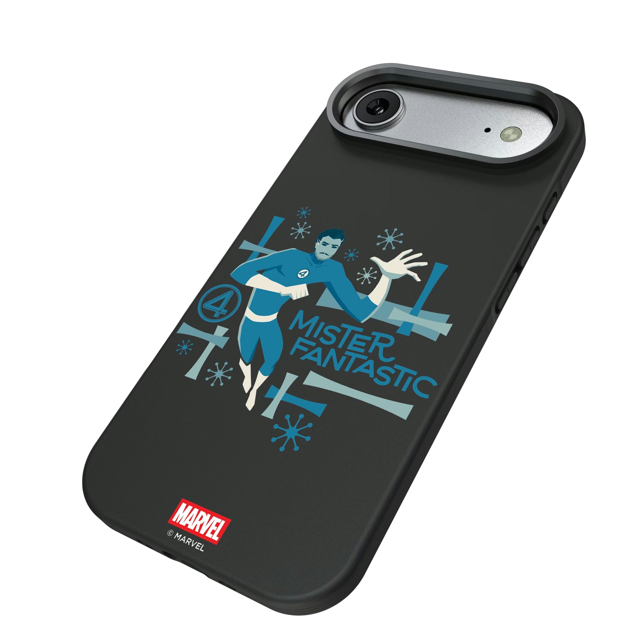 Marvel Mister Fantastic Badge iPhone Bump Phone Case for Apple iPhone - Isometric View#Device_iPhone Air