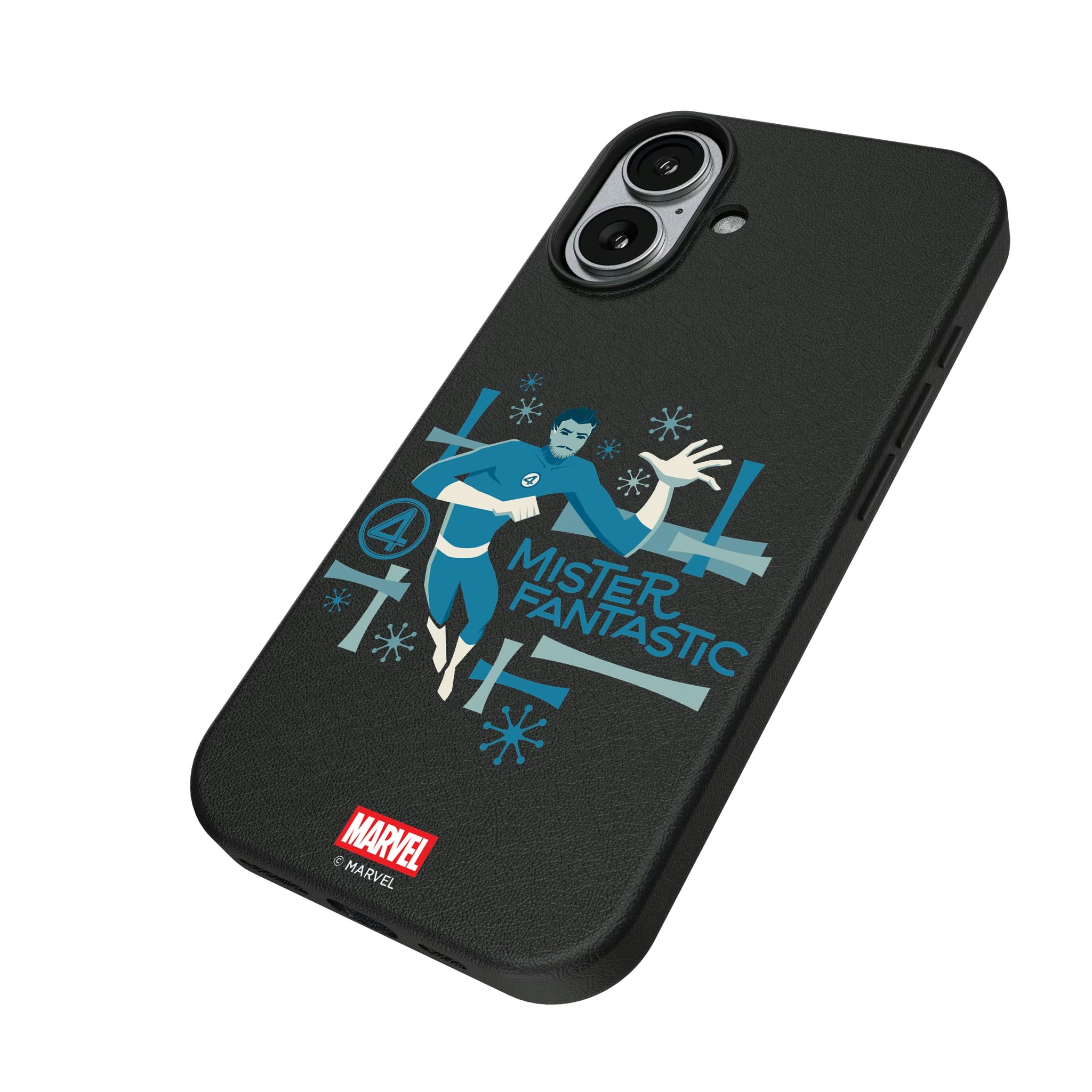Marvel Mister Fantastic Badge iPhone MagSafe Compatible Phone Case for Apple iPhone - Isometric View#Device_iPhone 17