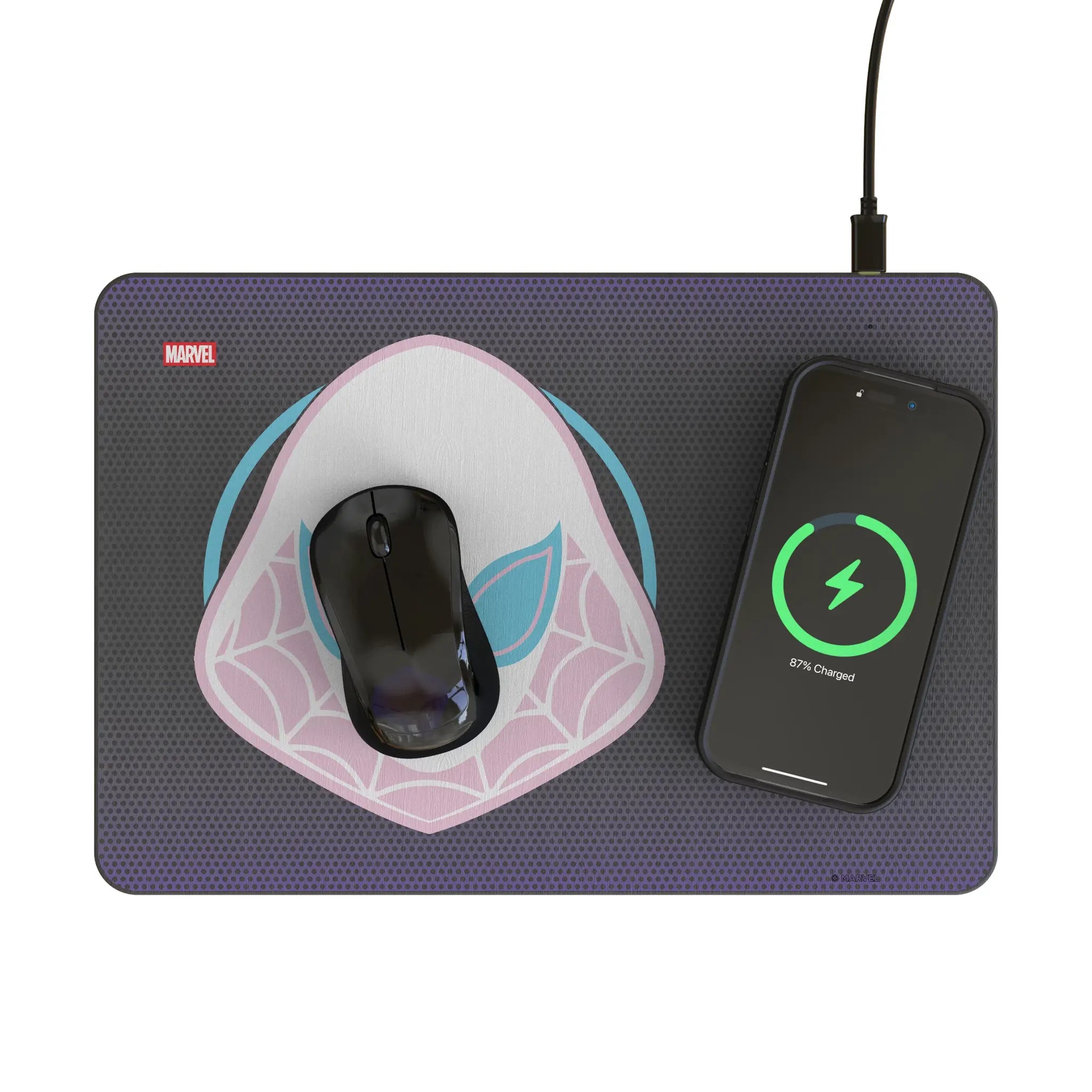 Marvel Spider-Gwen Grid 15-Watt Wireless Charger and Mouse Pad - Lifestyle